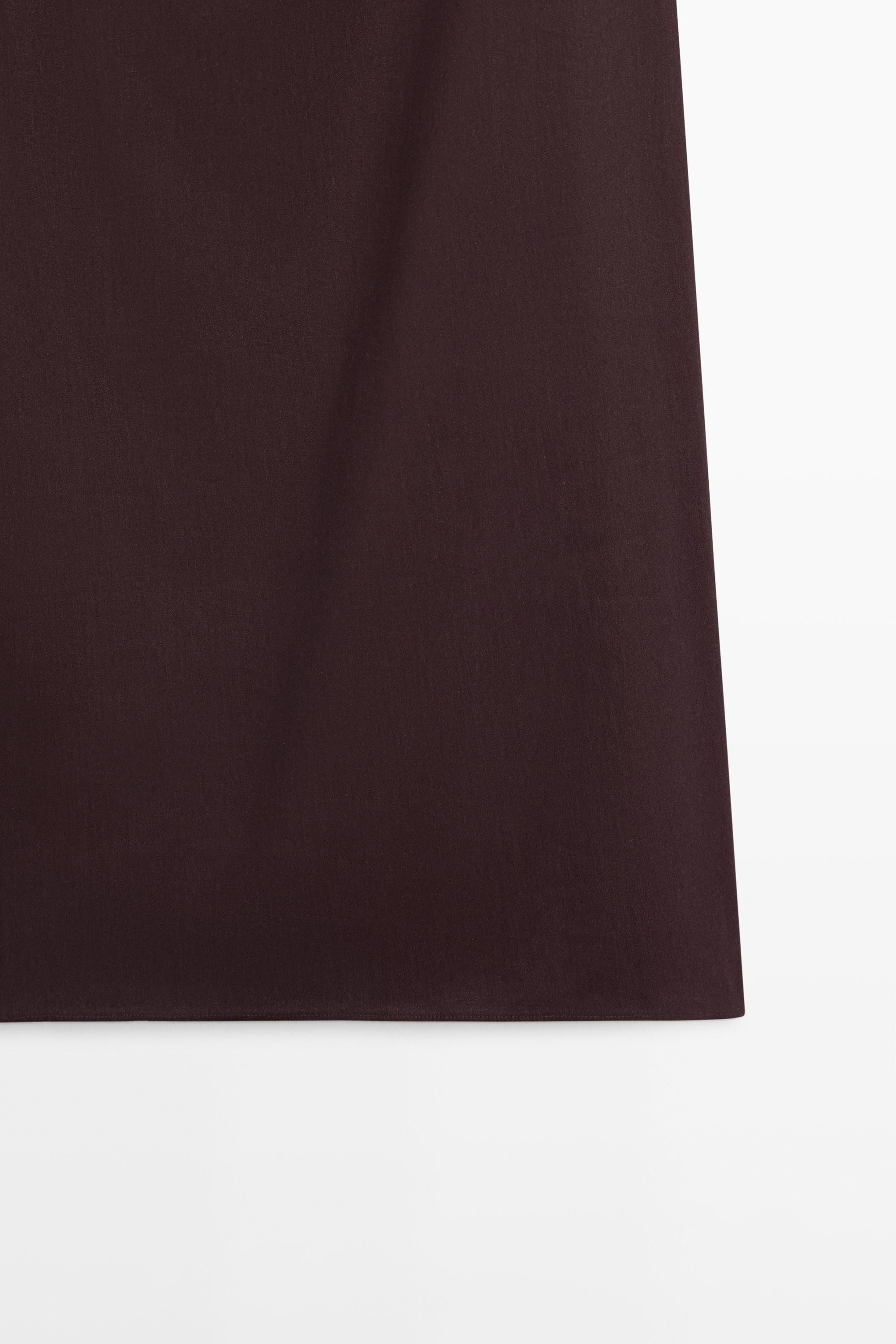 Asymmetric linen blend dress — BROWN
