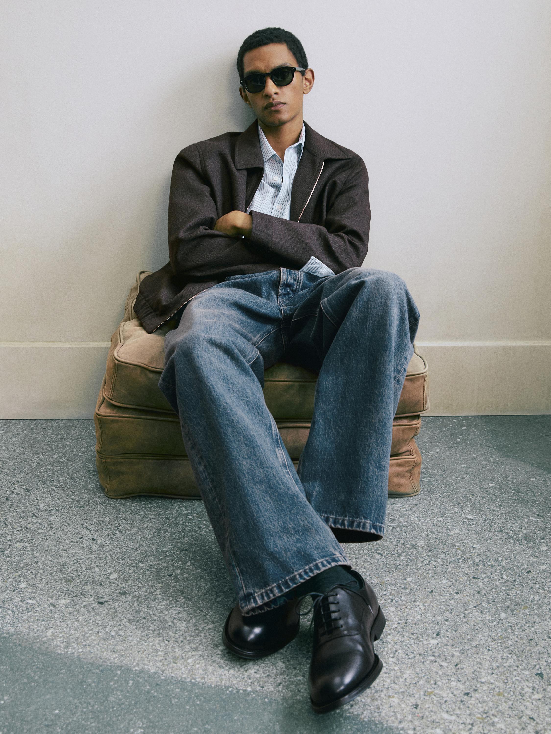 Leather derby shoes — BLACK