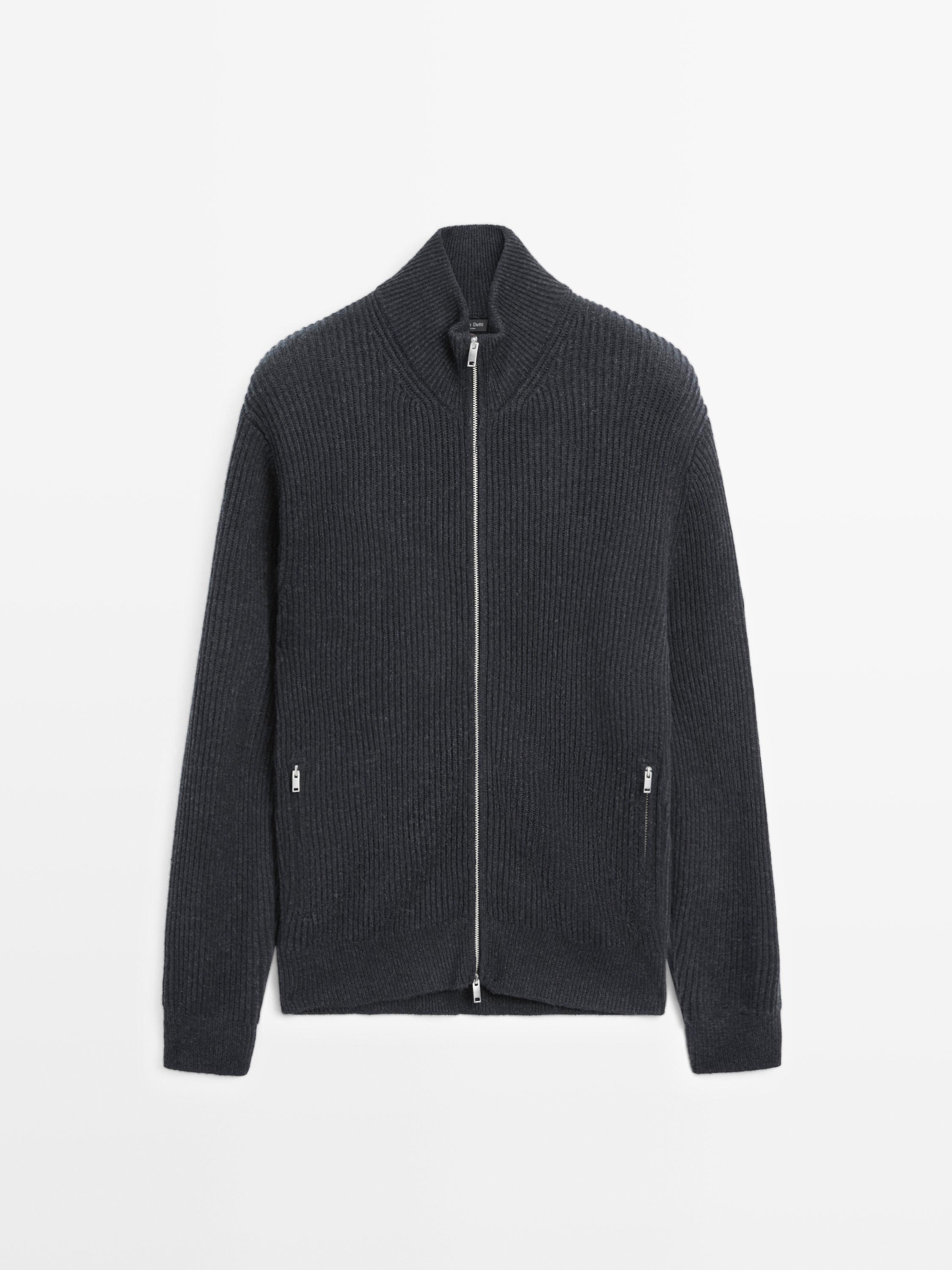 Cardigan with zip pockets and contrast detail