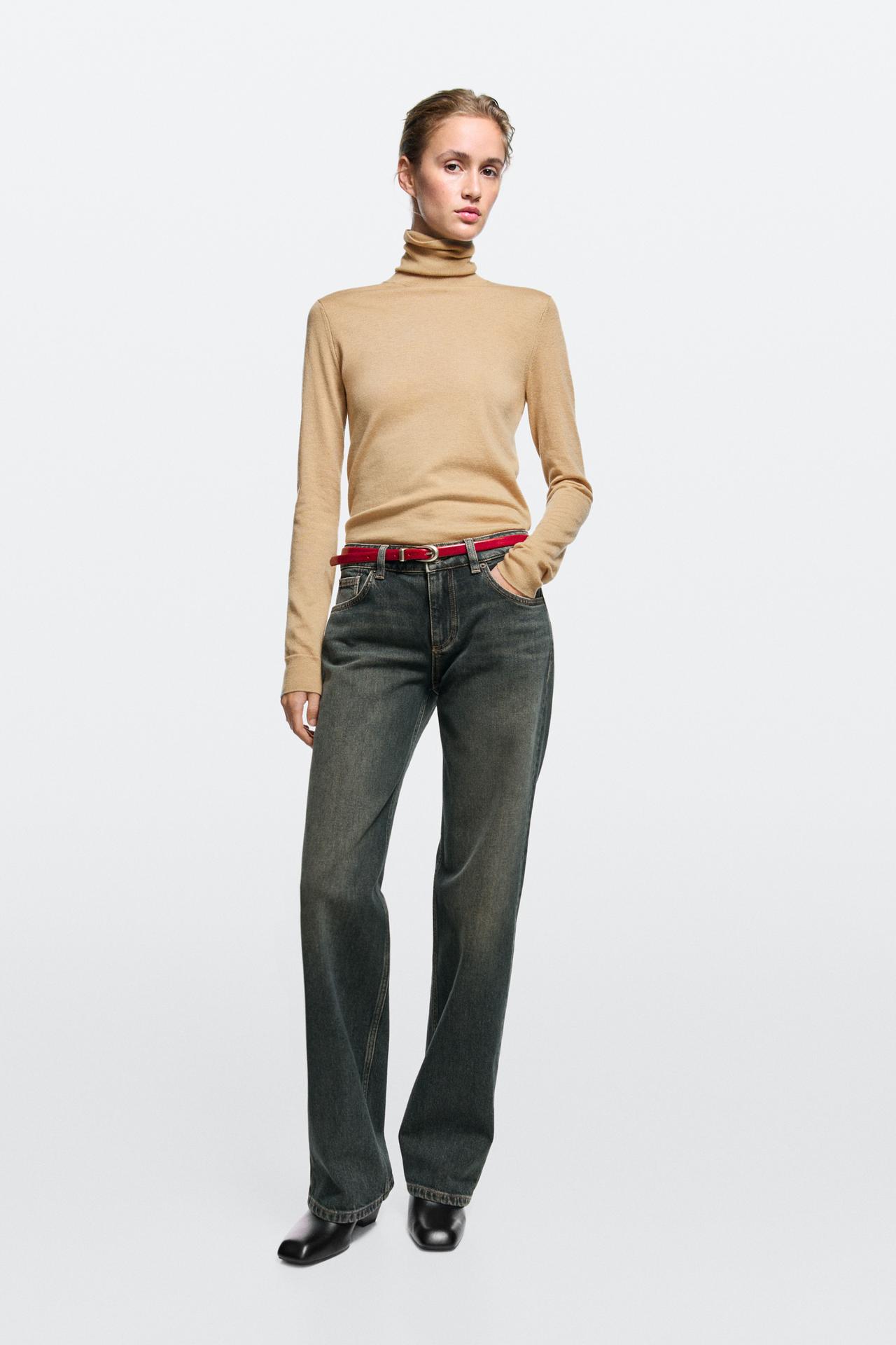 Low-rise straight-leg jeans total look — Dark blue