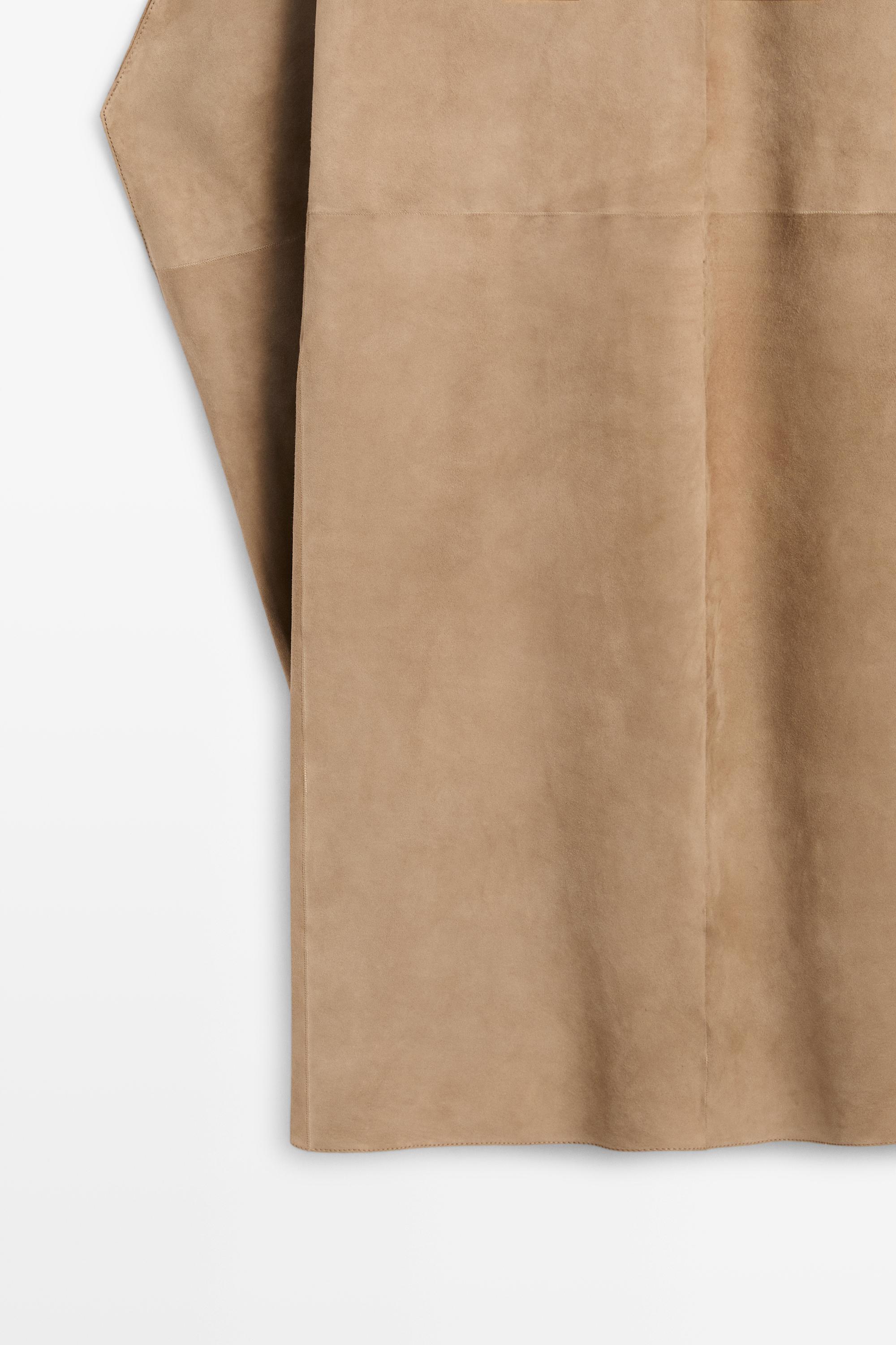 Suede leather combined dress - STUDIO — STONE