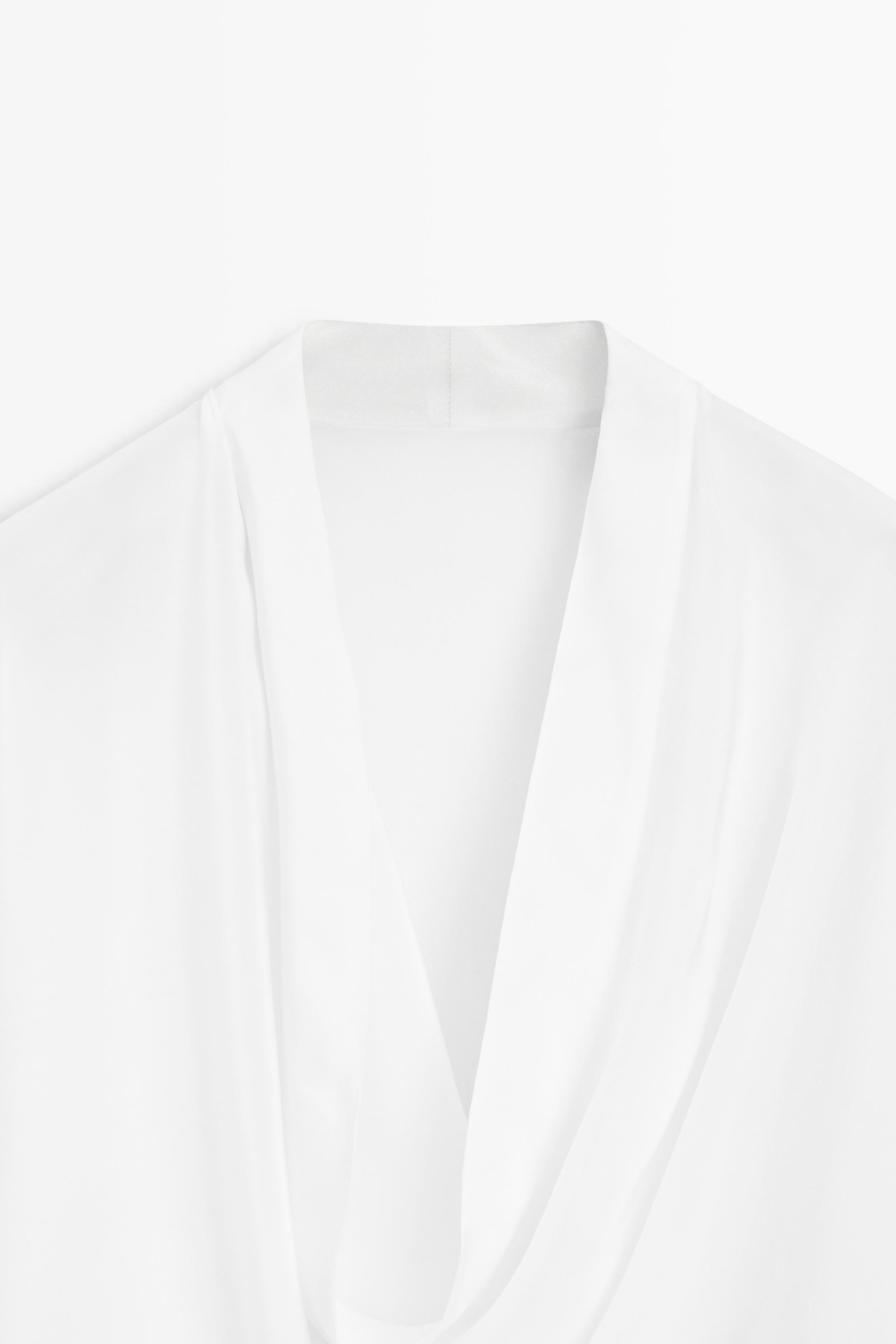 Flowing shirt with cowl neckline detail — WHITE