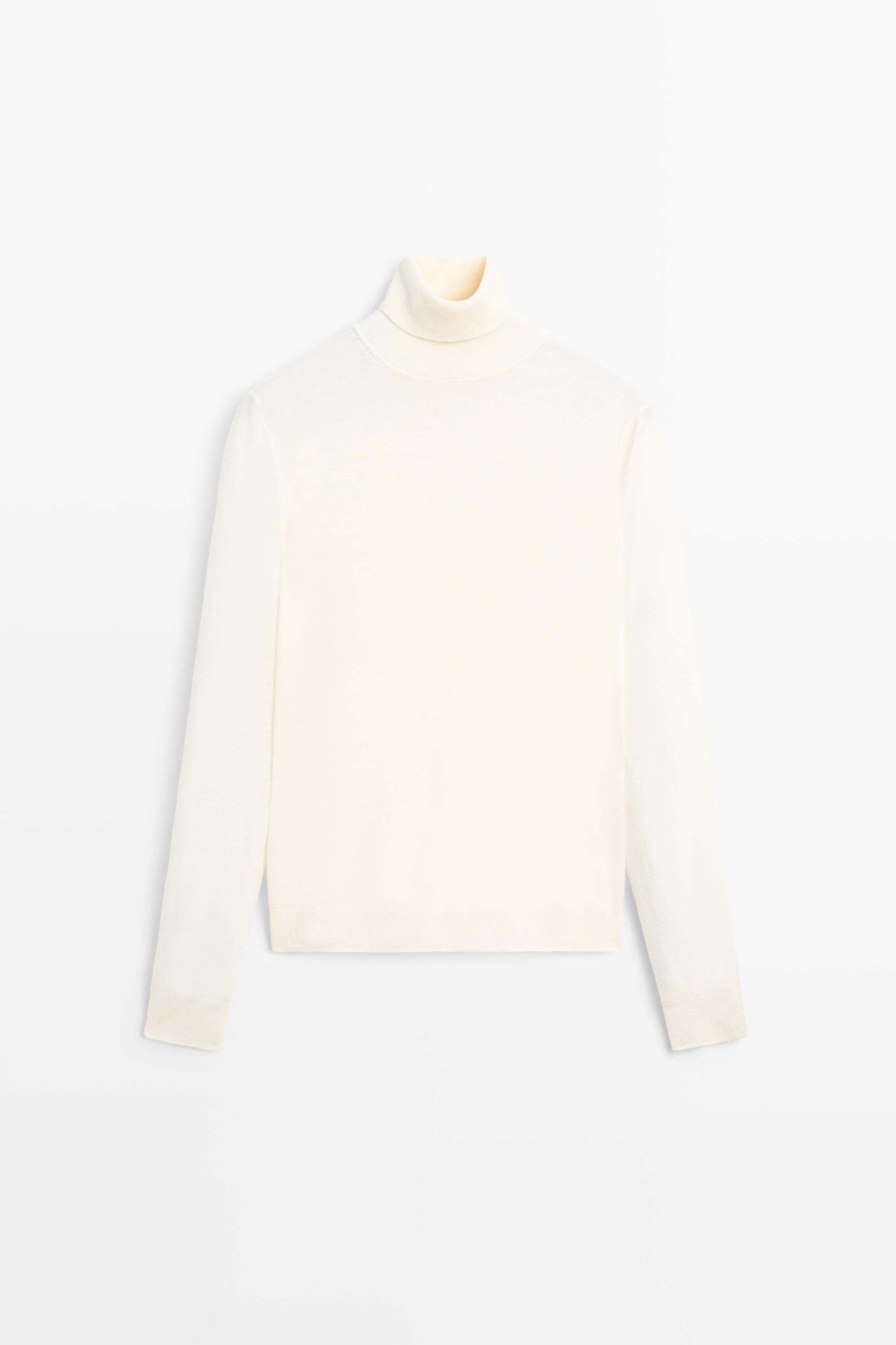 Wool-blend turtleneck knit sweater — CREAM