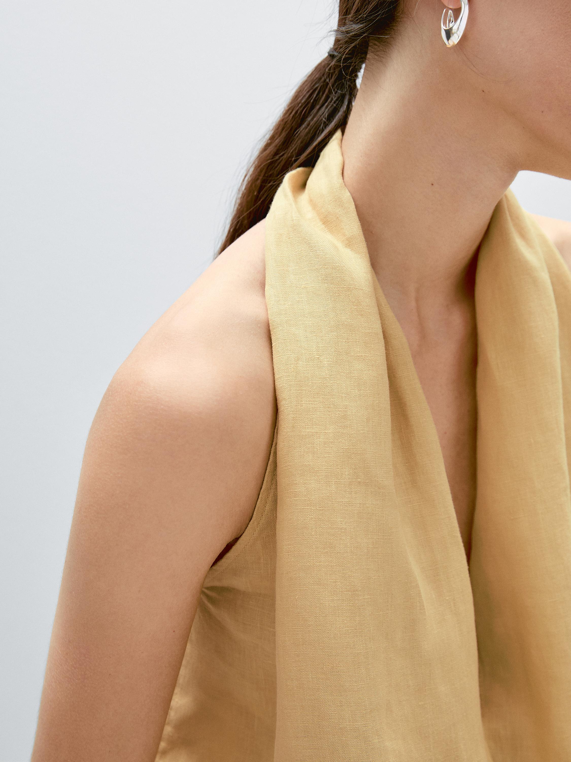 Linen crossover halter top