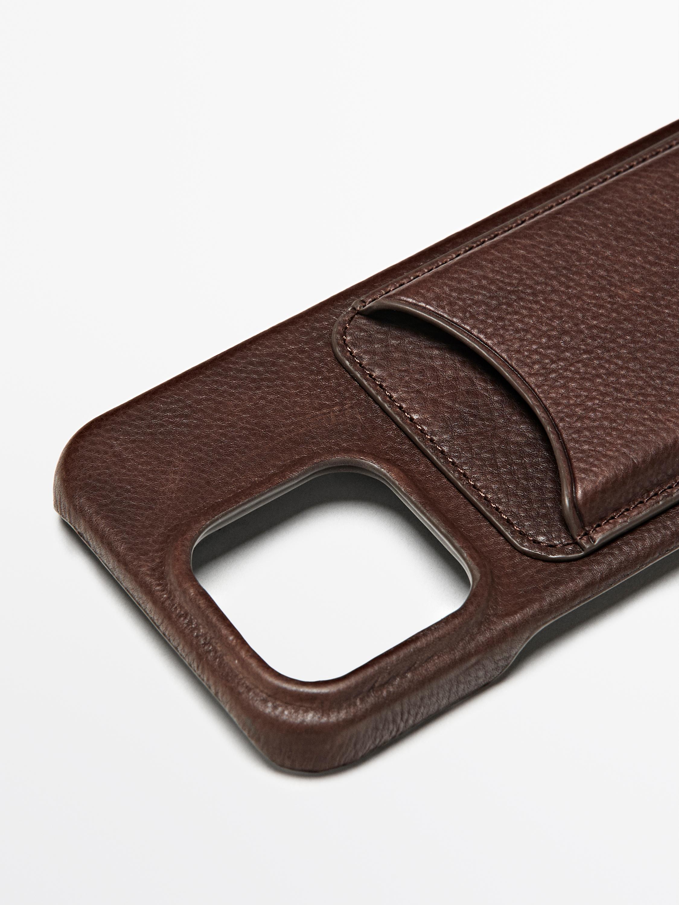 Nappa leather iPhone 16 Pro case — BROWN