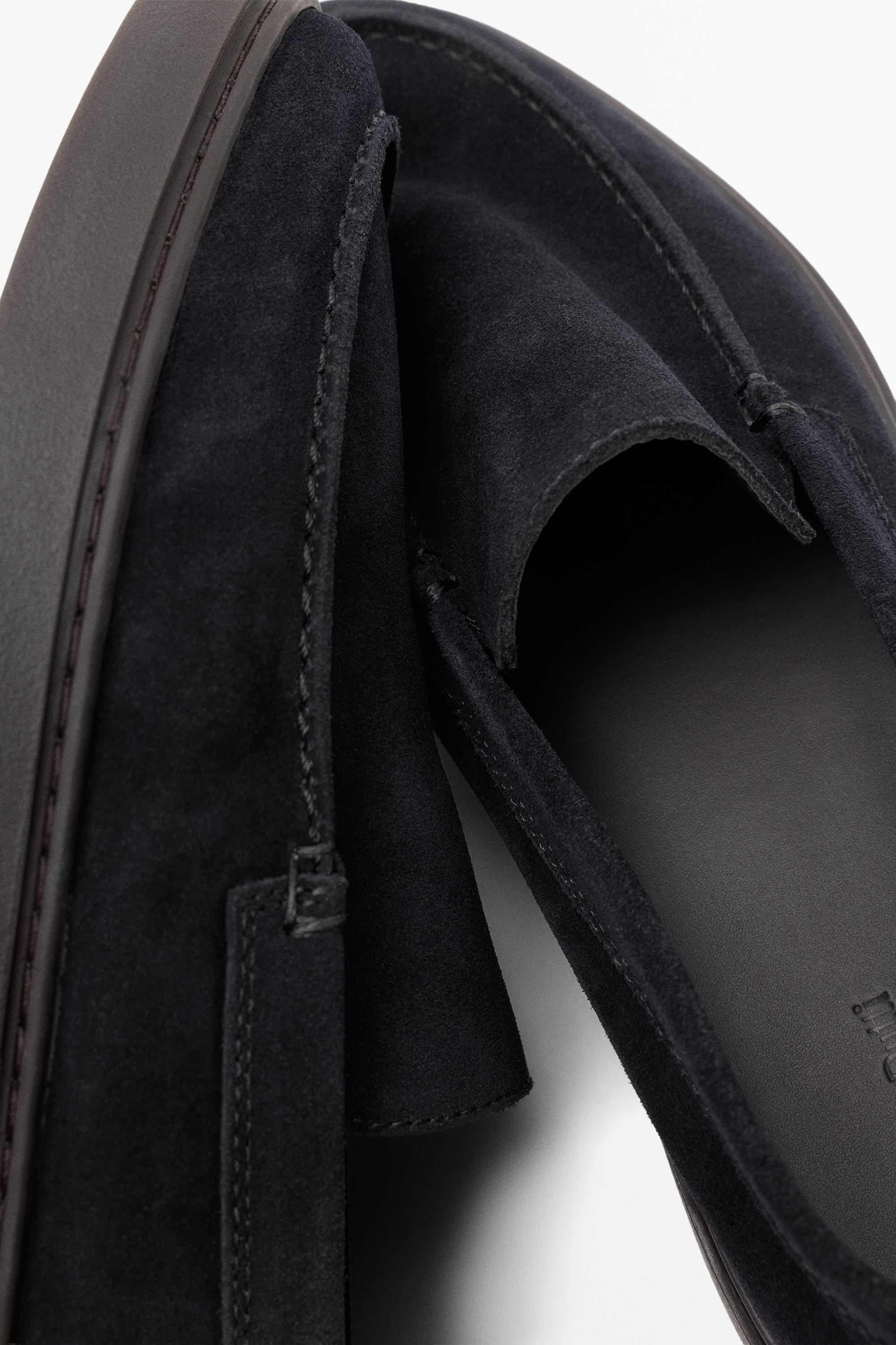 Split suede leather loafer — Dark blue