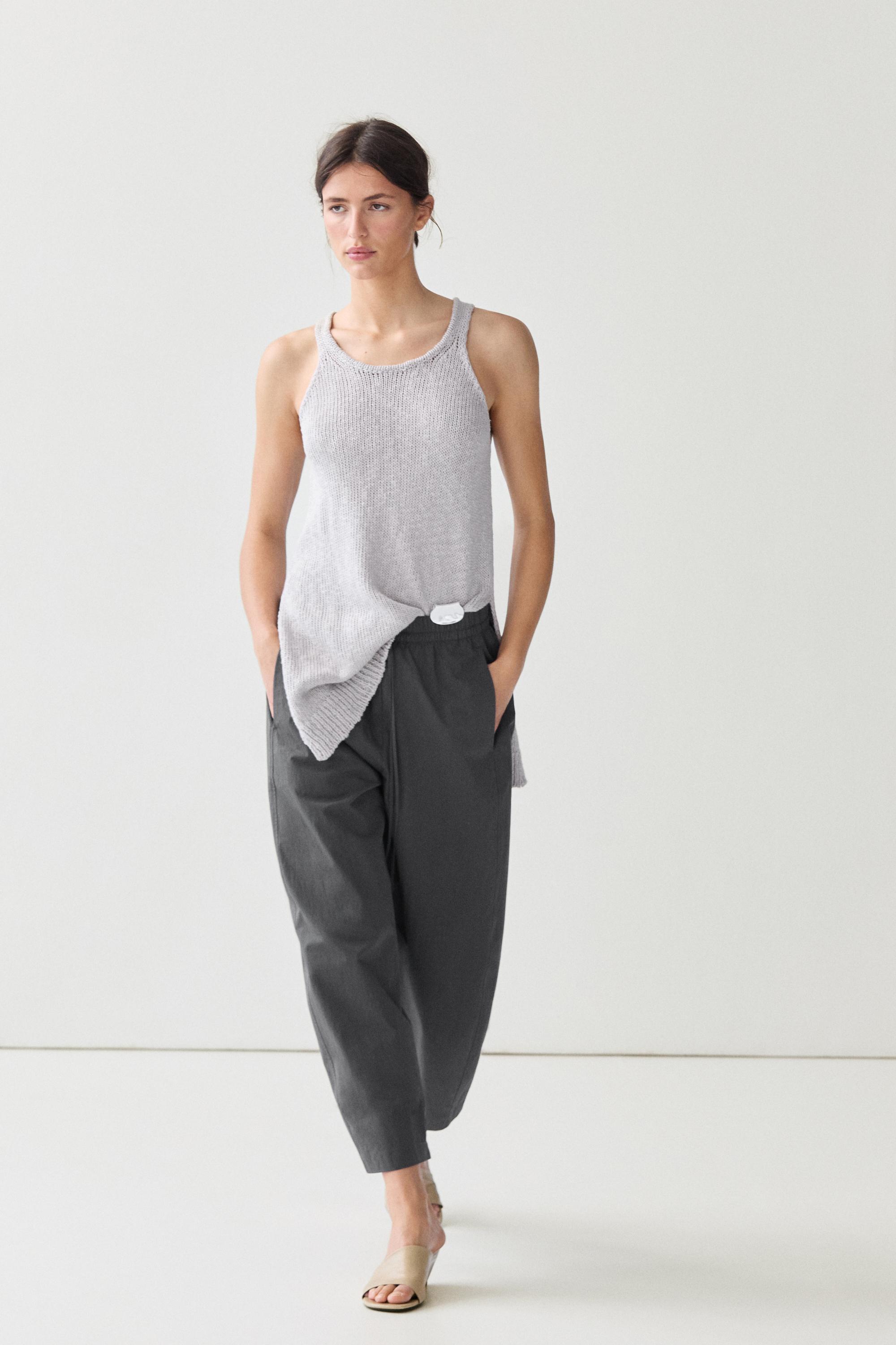 Cropped technical barrel fit pants — Blue