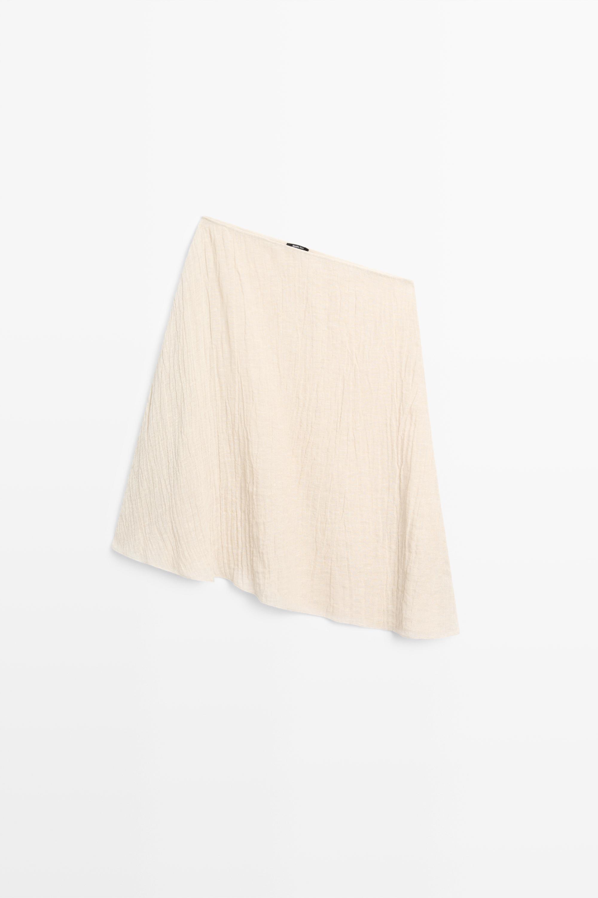 Total look asymmetric linen blend cape top — BEIGE MARL