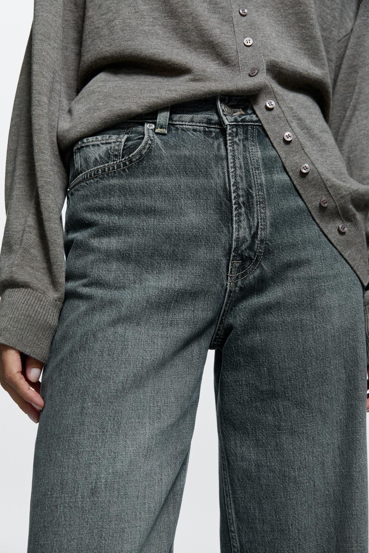 High-waist wide-leg jeans — Dark blue