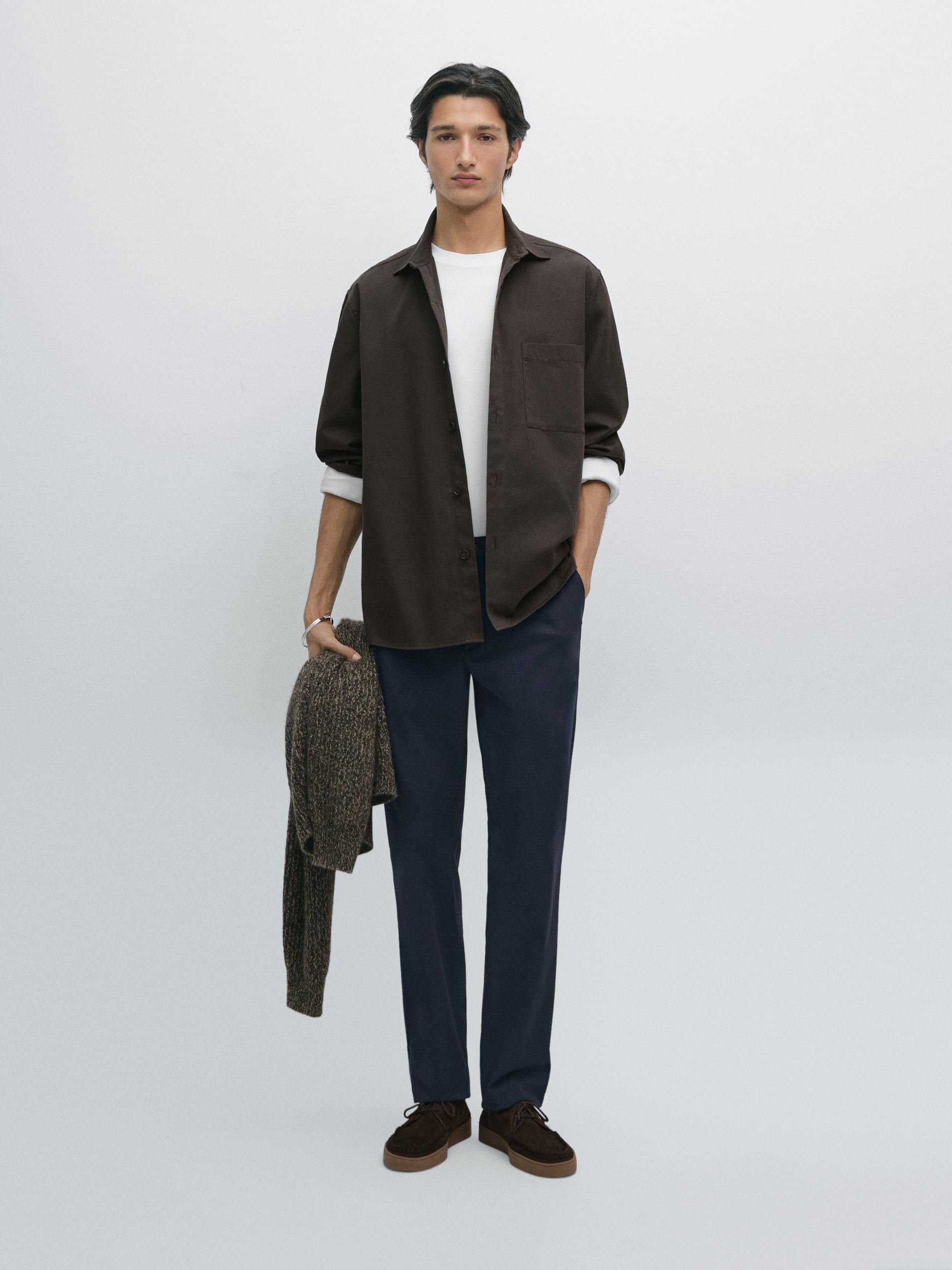 Pantalon Slim 100 % Coton - Bleu Marine - 38 - Massimo Dutti - Homme