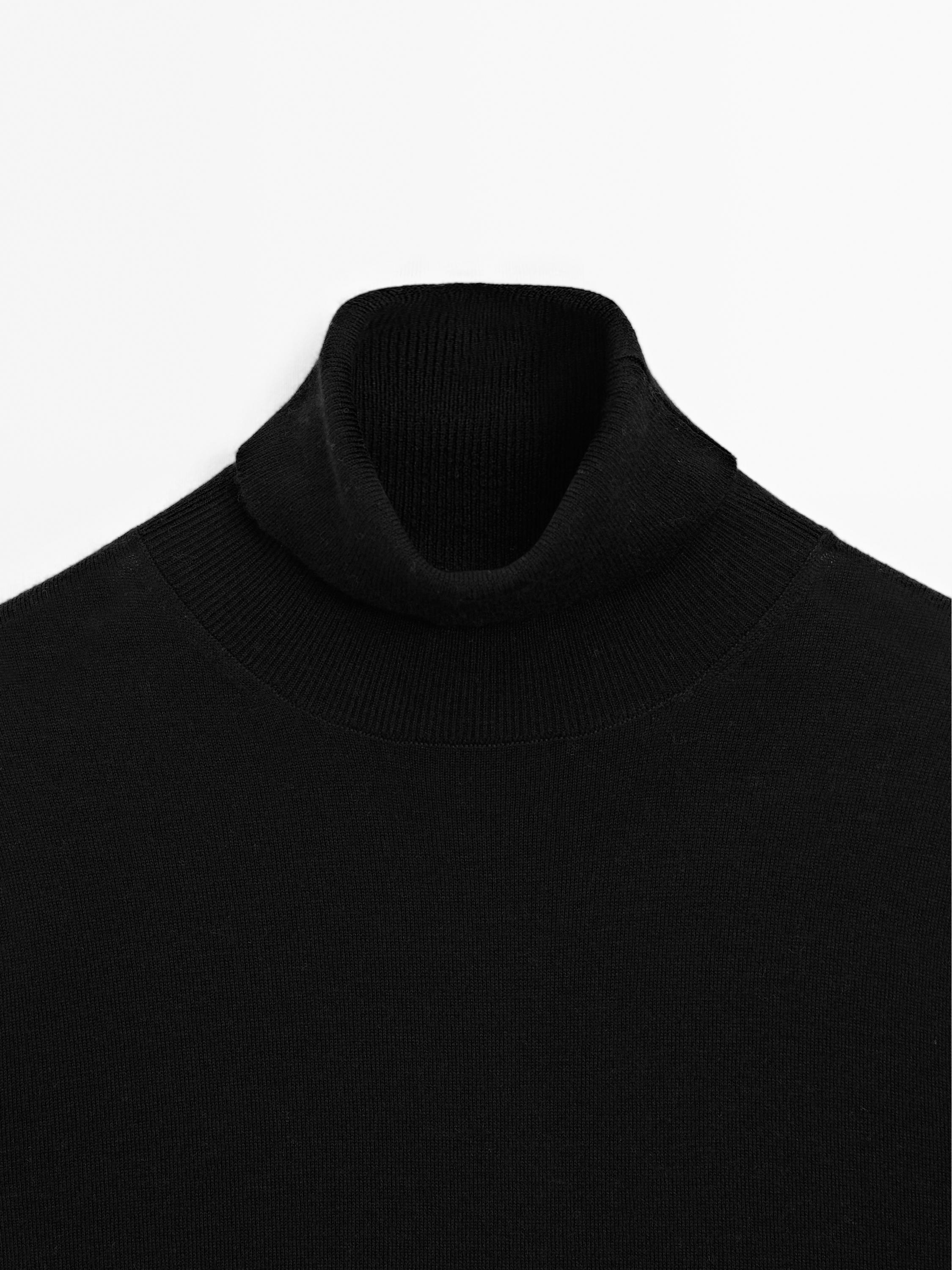 High neck wool blend sweater