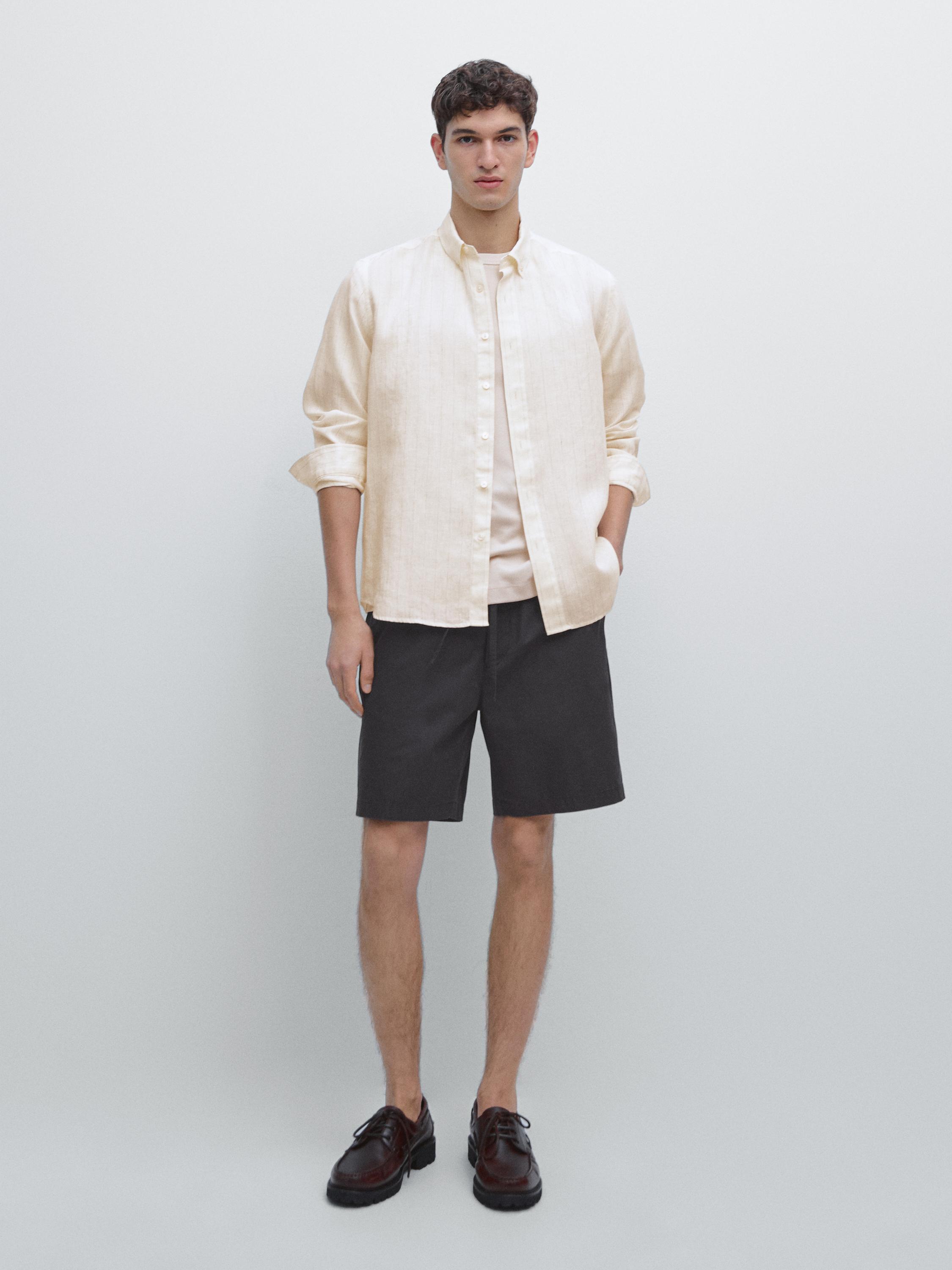 100% cotton jogger fit Bermuda shorts — NAVY BLUE