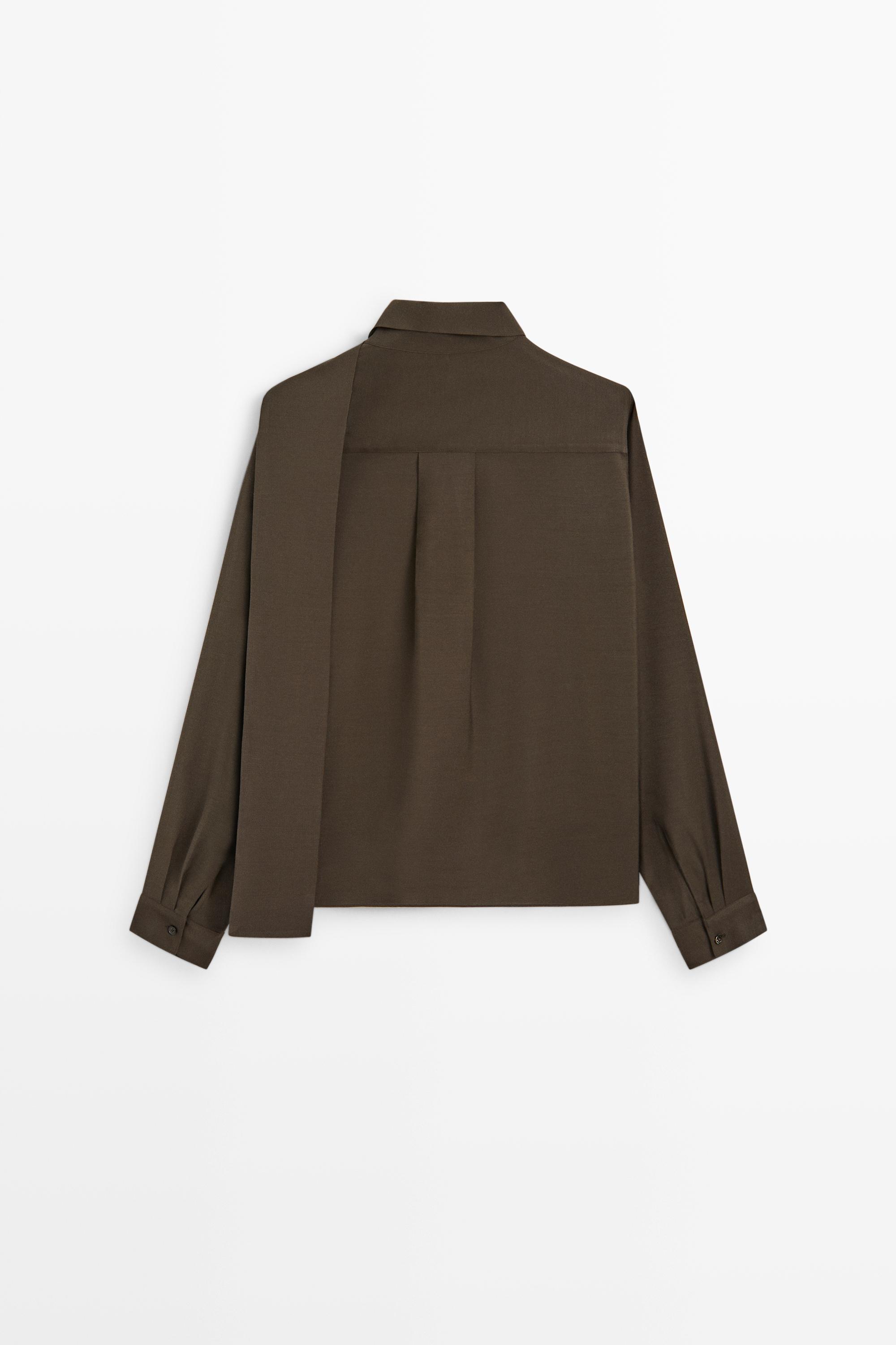 Semi-sheer shirt with tie detail - thumbnail 6