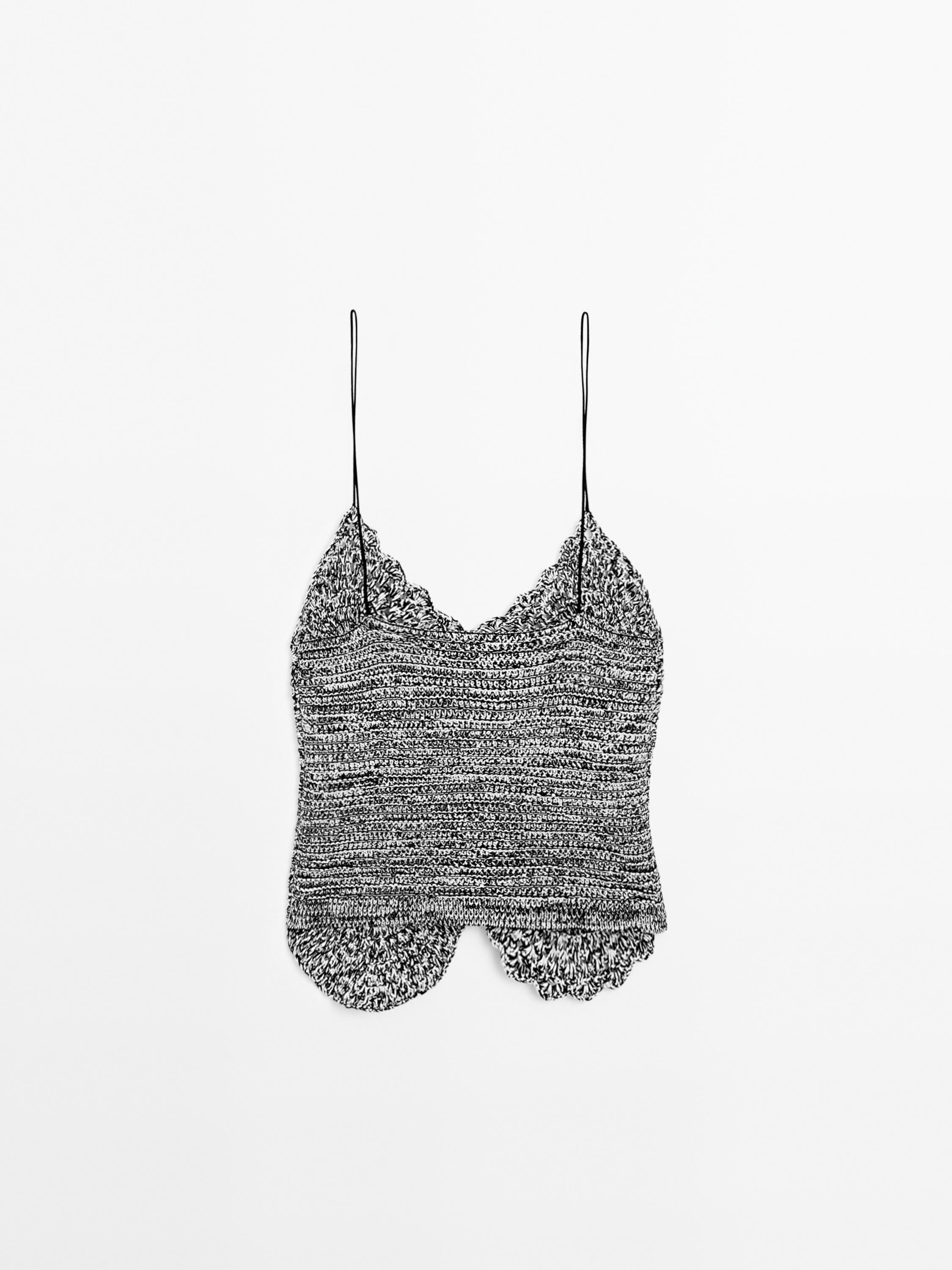 Mouliné crochet knit top