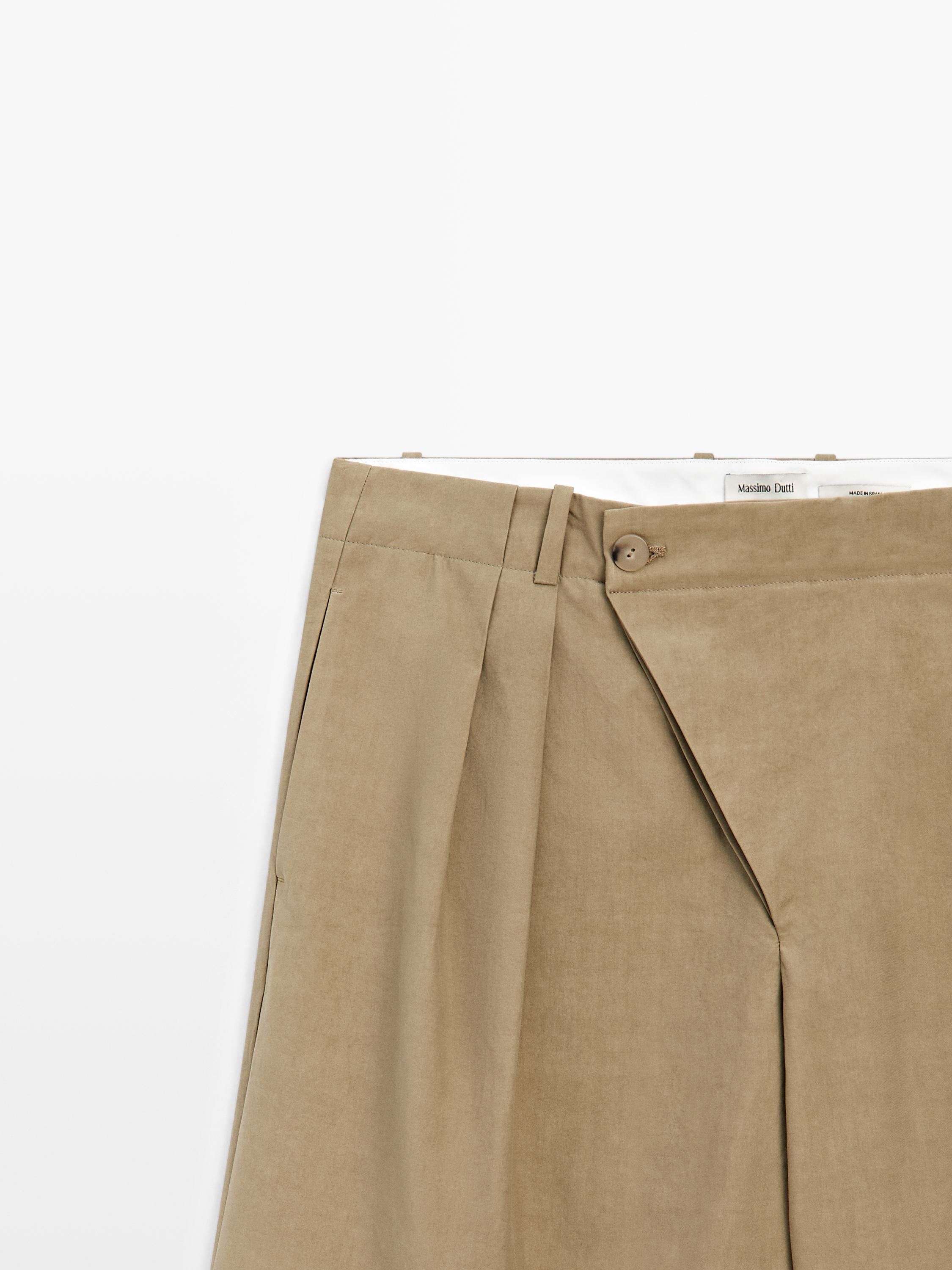 Bermuda shorts with crossover fastening - STUDIO — KHAKI