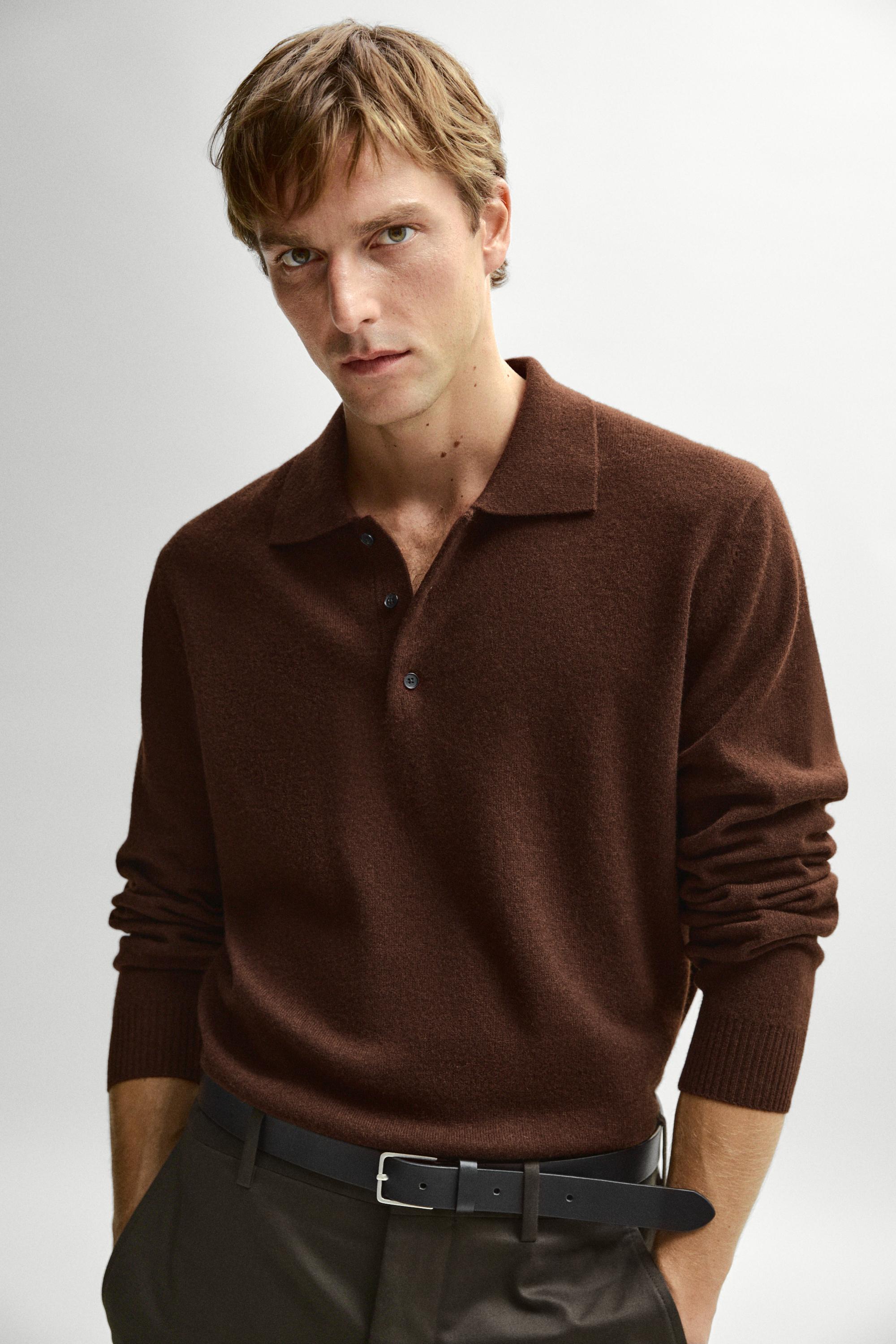 Massimo Dutti Yün kaşmir karışımlı polo kazak görsel 7