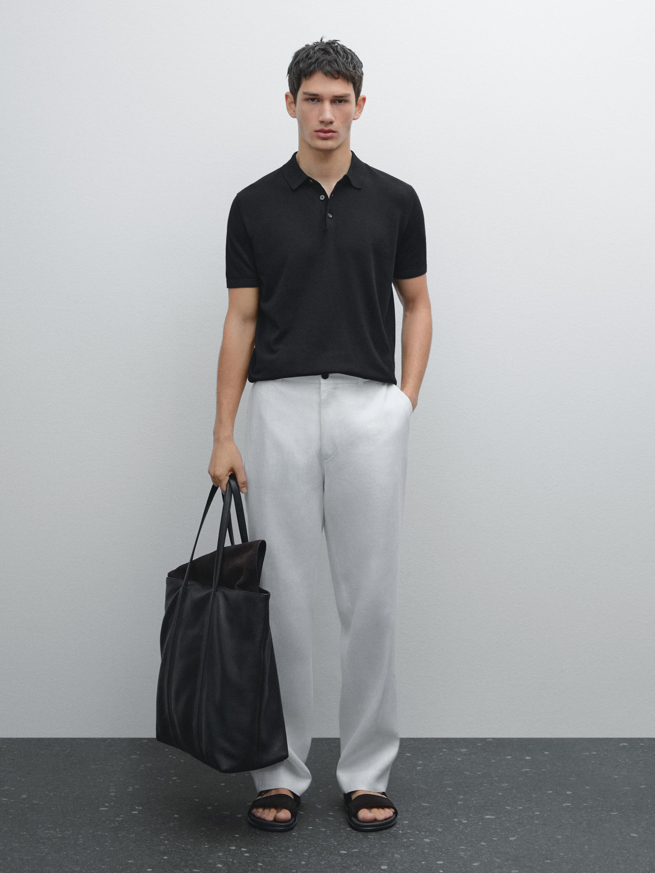 Short sleeve cotton polo sweater