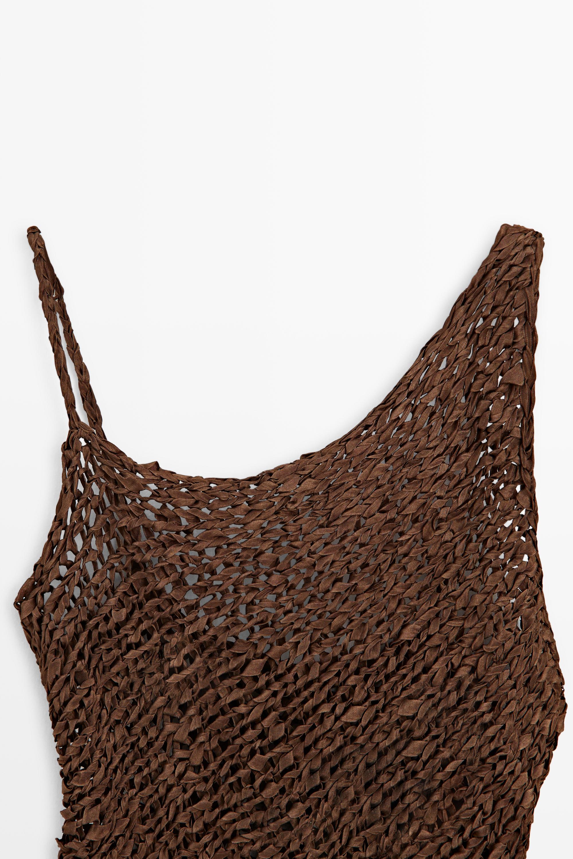 Open-knit asymmetric top - STUDIO — BROWN