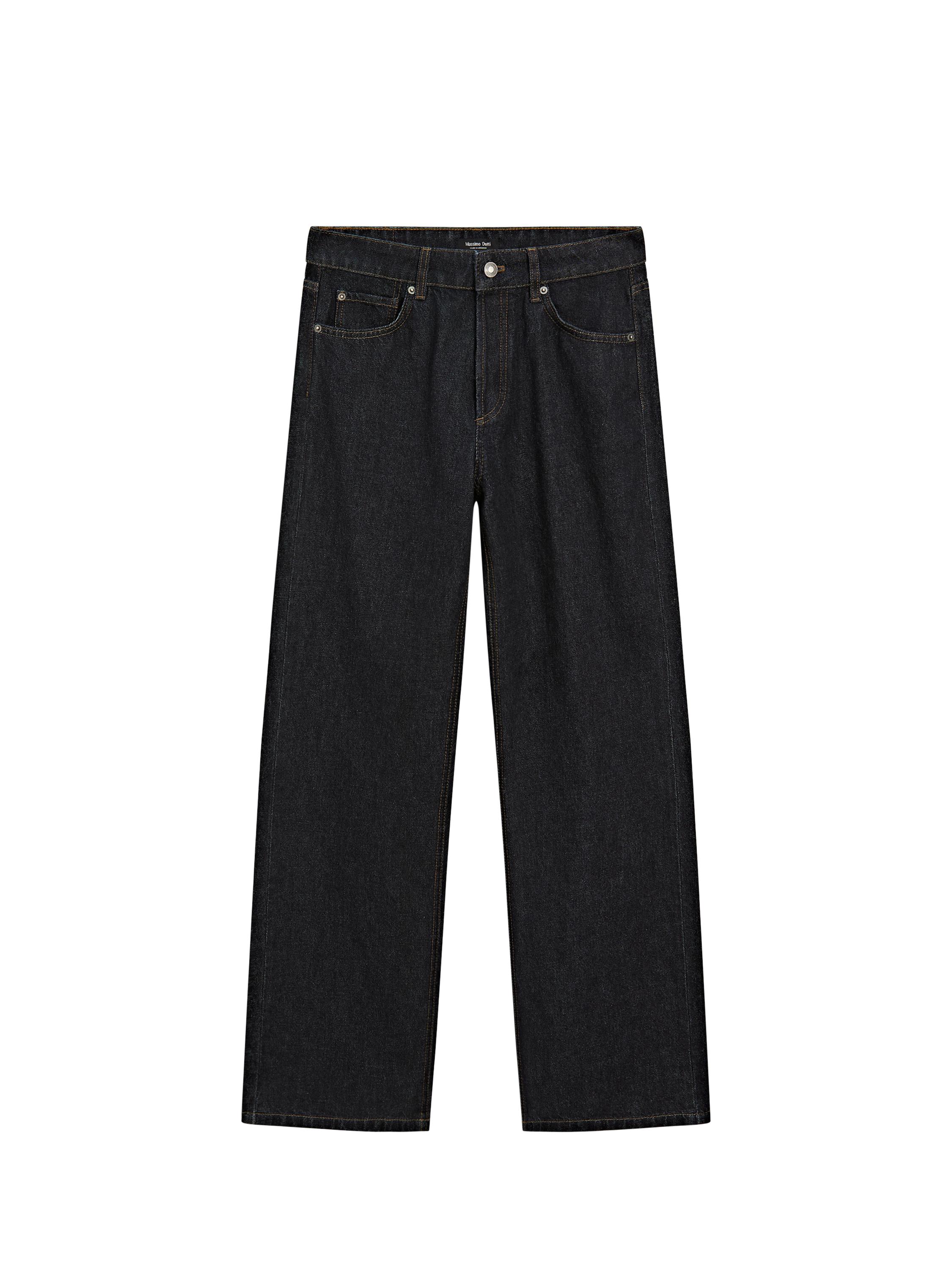 ◆Massimo Dutti◆ Mid-waist wide leg denim pants Loose mid-rise wide-leg jeans · Blue, Black · Dressy