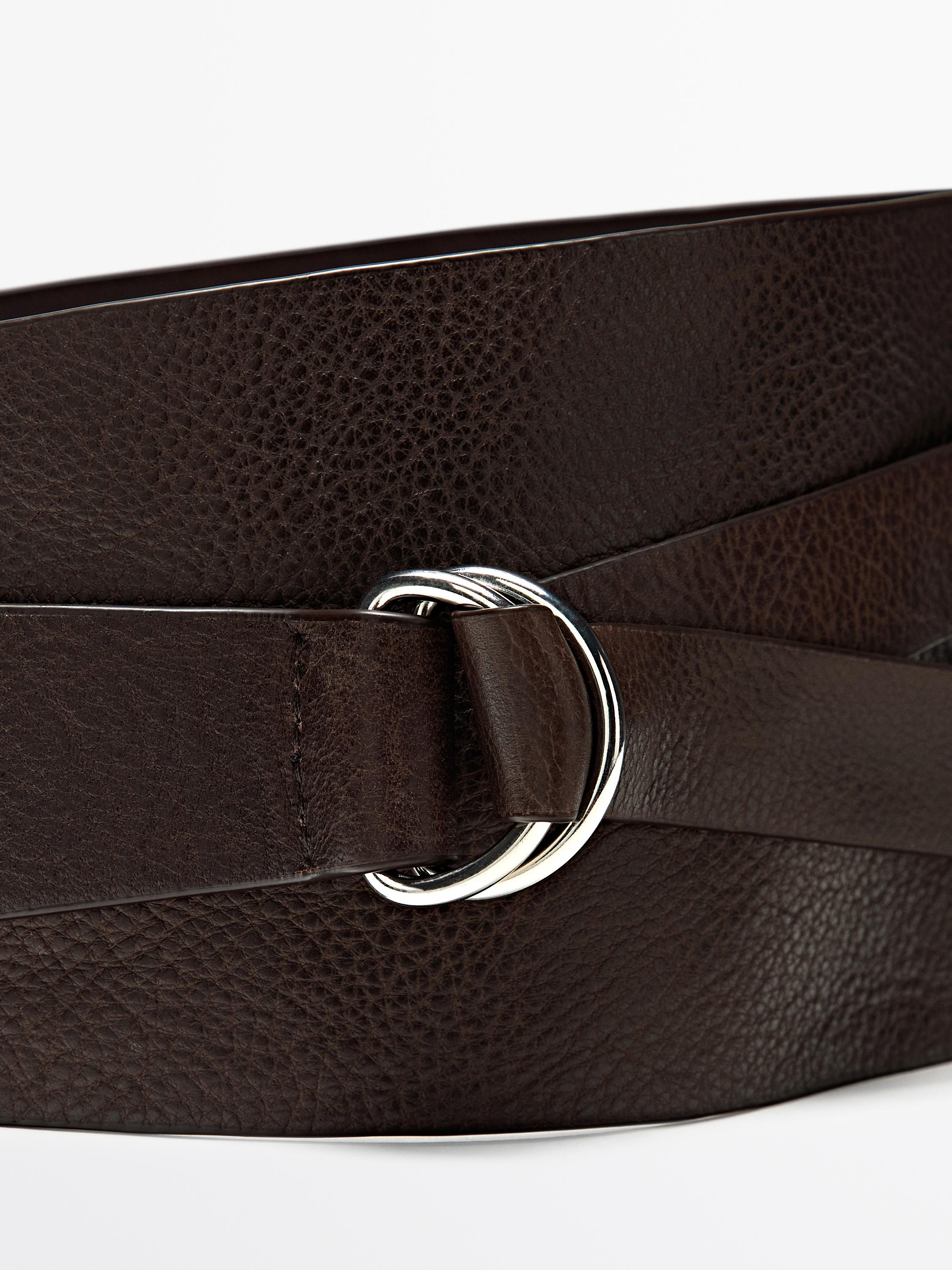 Nappa leather sash belt with buckle detail