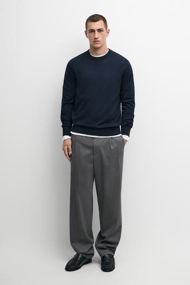 Cotton blend knit sweater — Dark blue 1