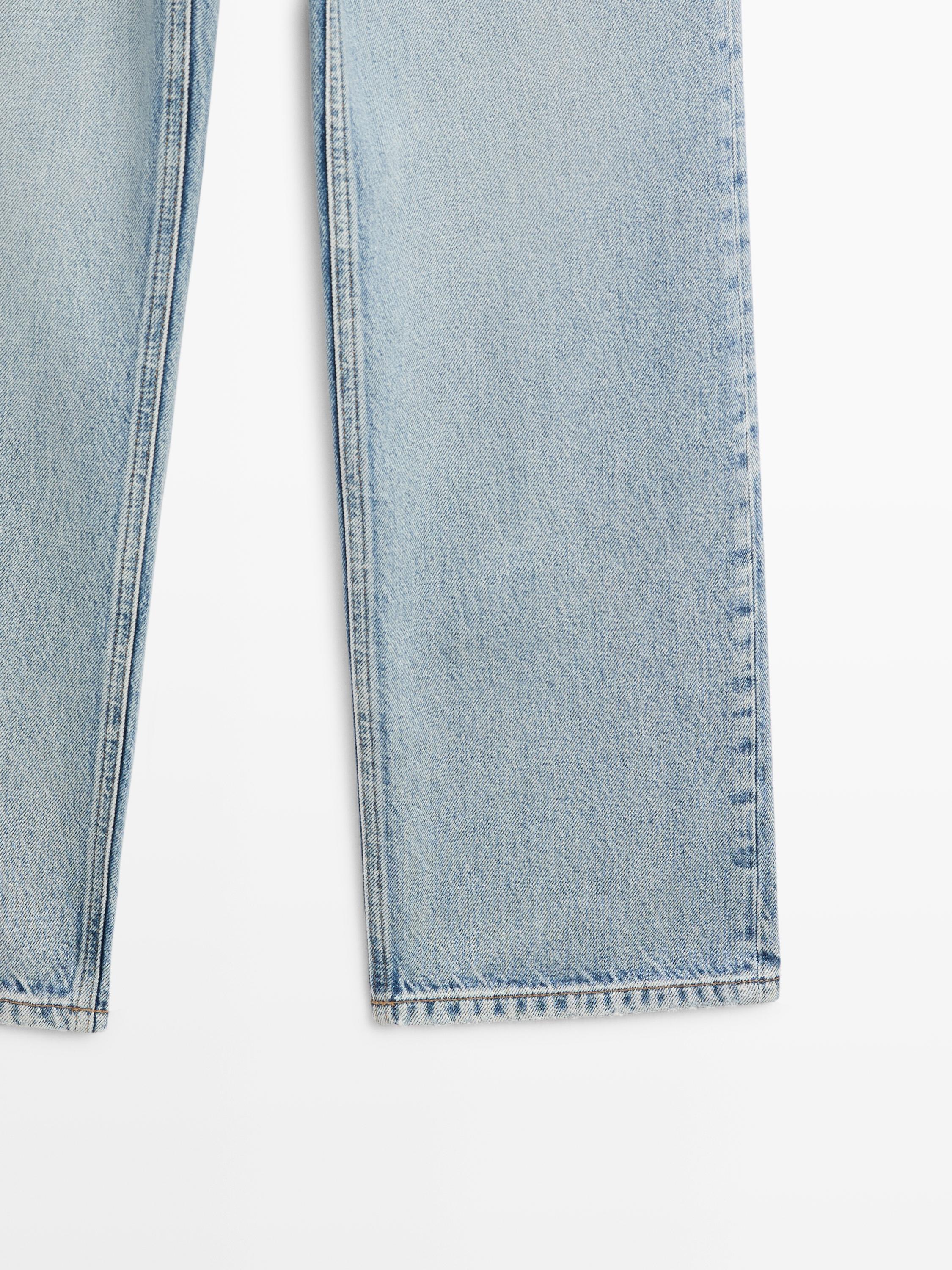 Straight-leg high-waist jeans — Light Blue