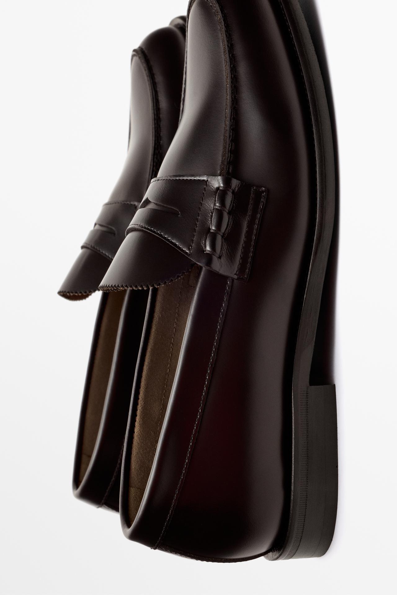 Leather penny loafer — BROWN
