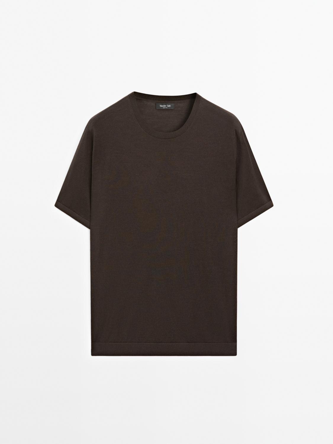 Camiseta punto manga corta mezcla lana