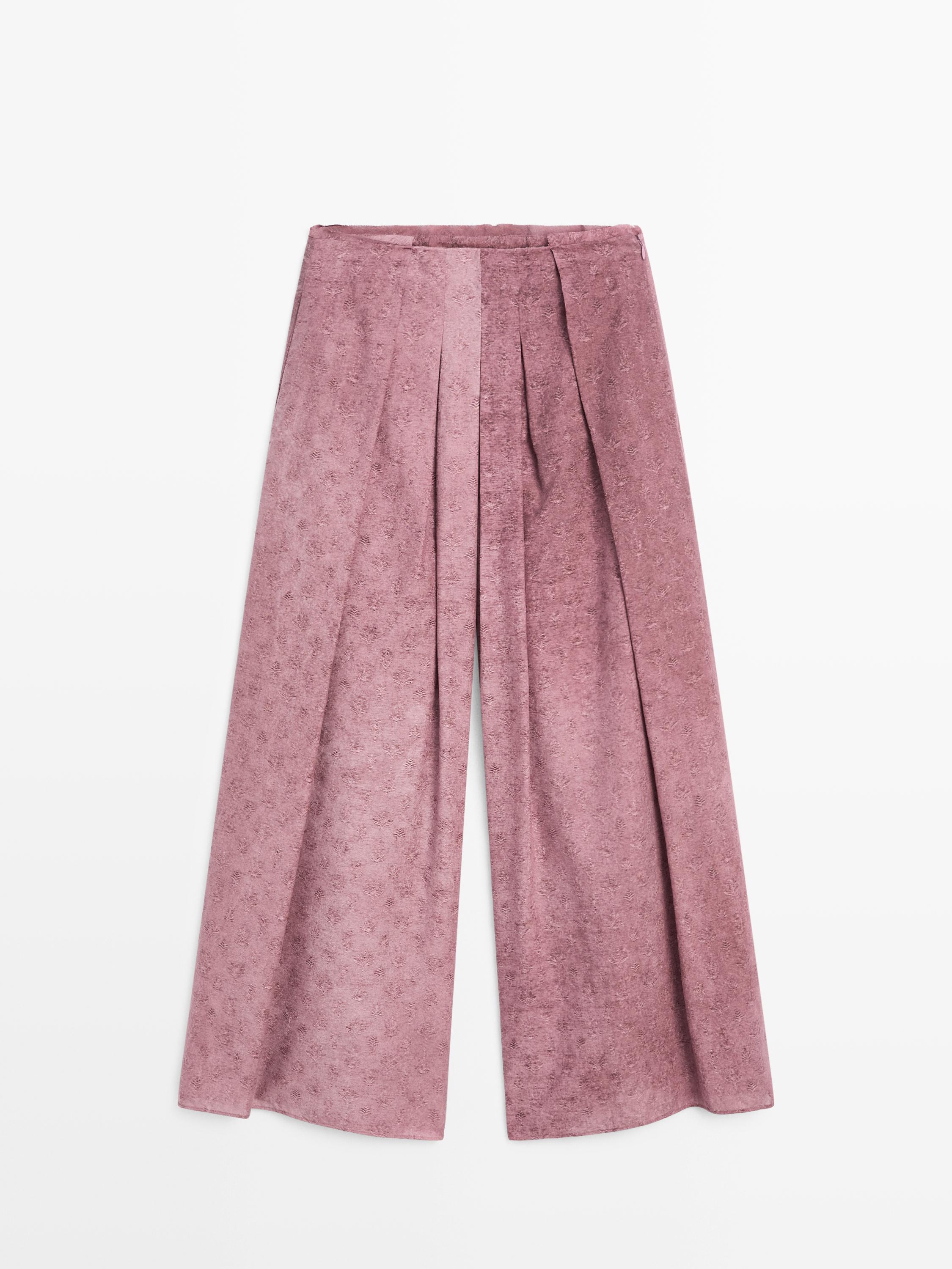Pantalon jacquard large et fluide