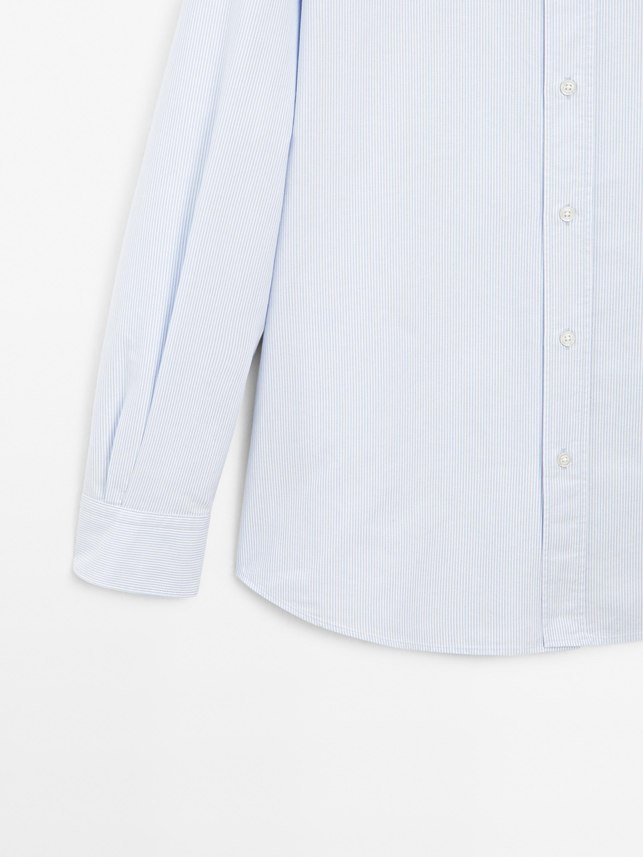 Slim fit multi-striped 100% cotton shirt