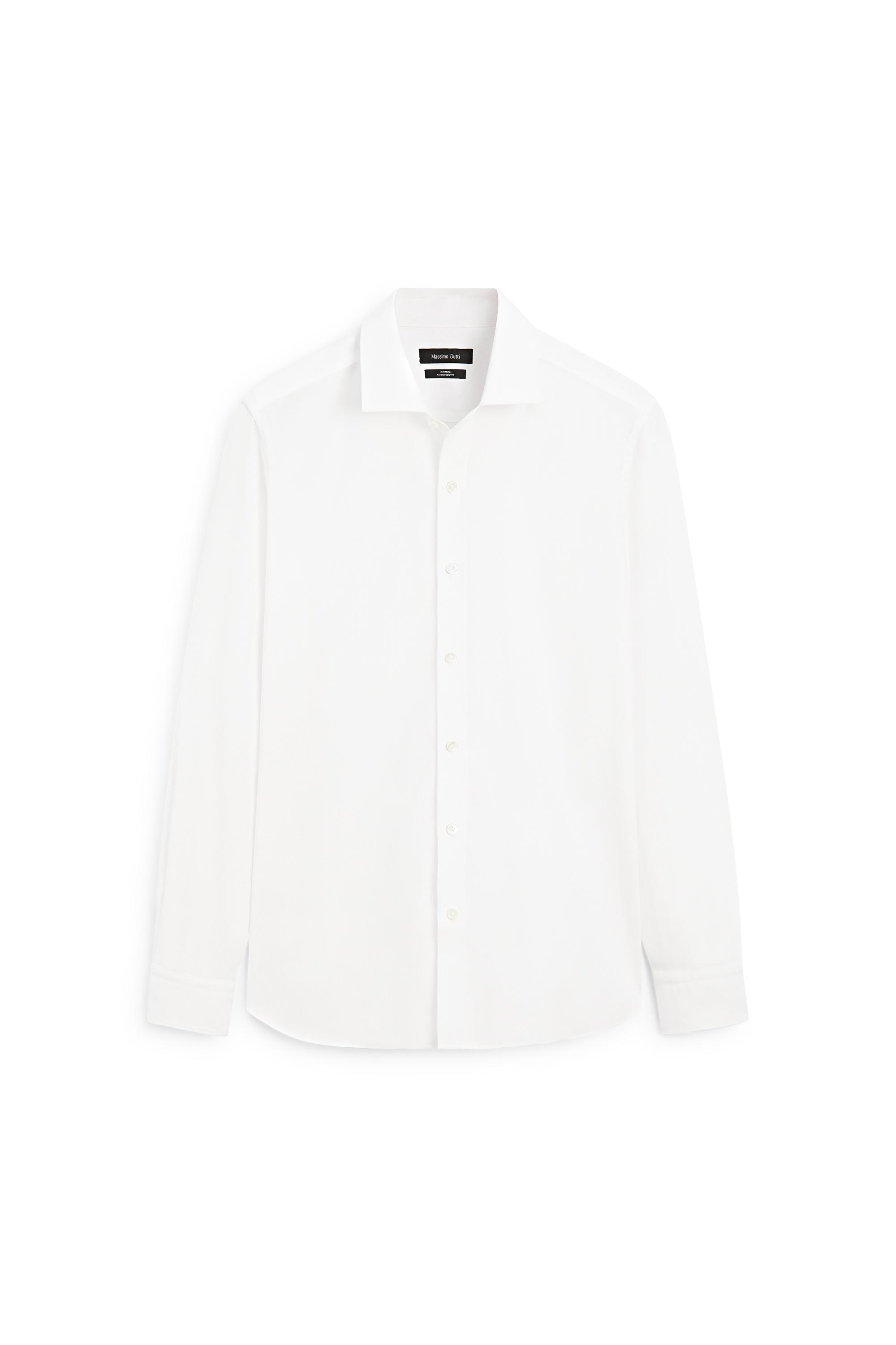 100% cotton melange twill regular fit shirt — WHITE