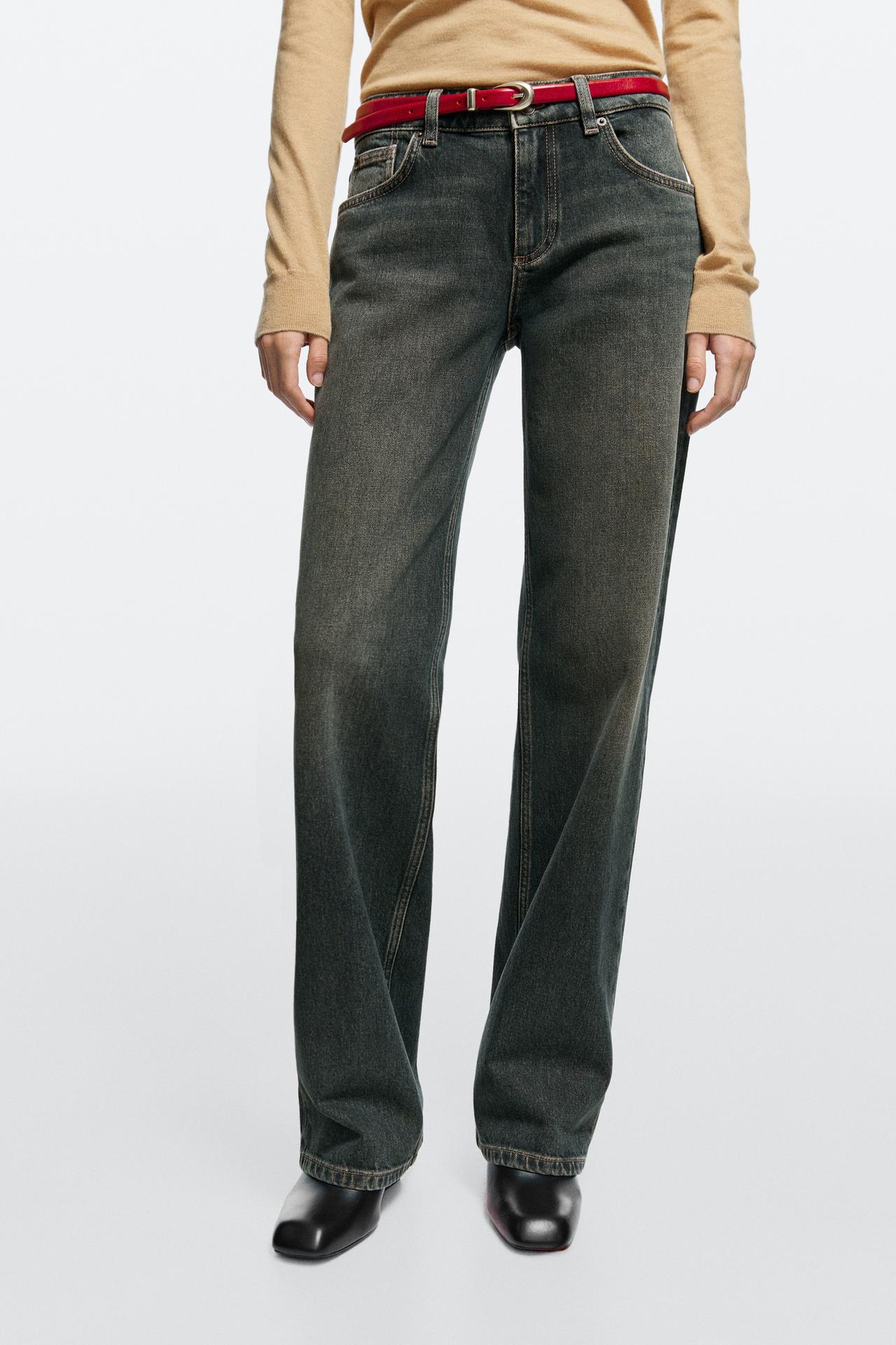Low-rise straight-leg jeans total look — Dark blue