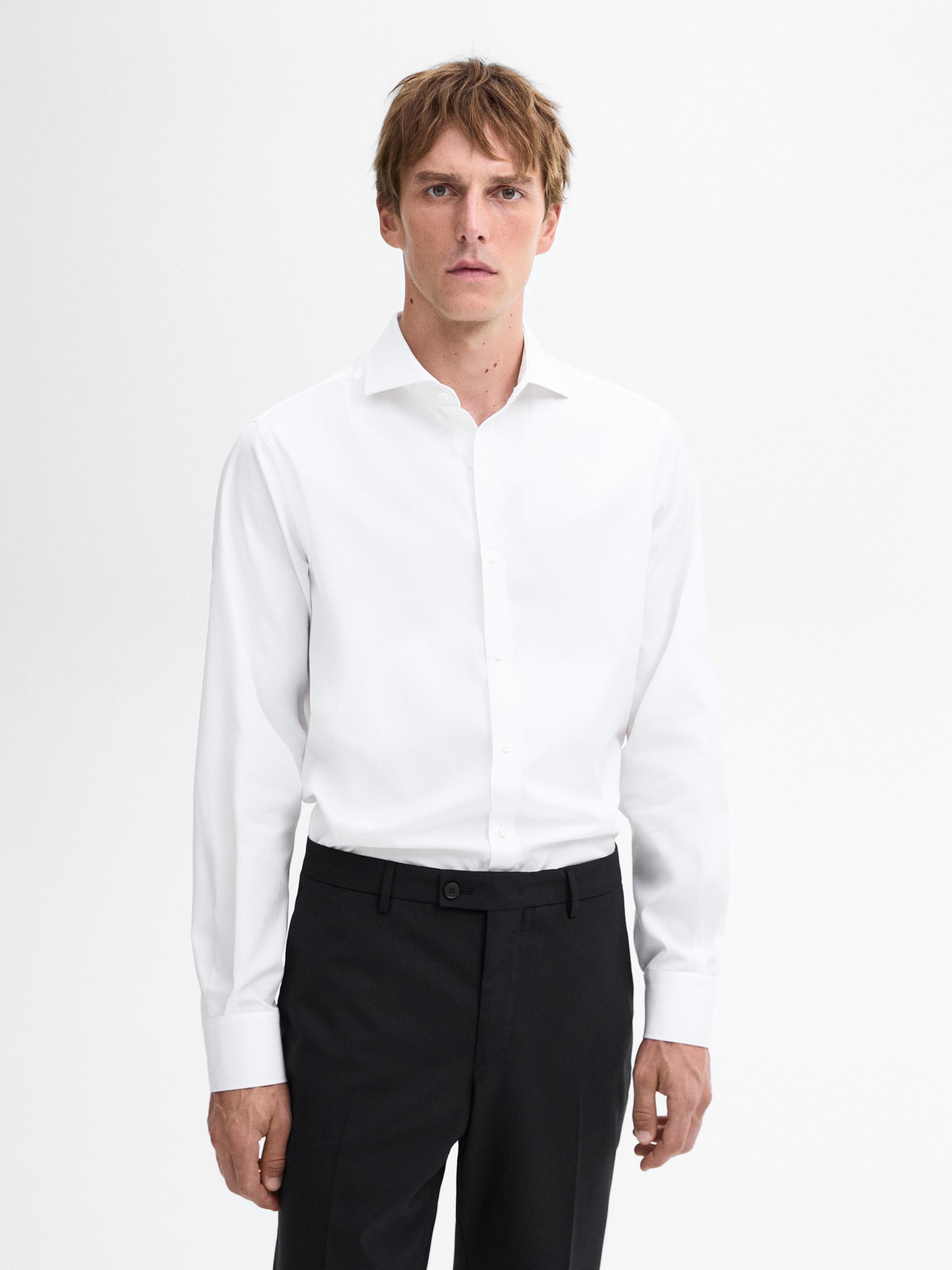 Easy iron slim-fit poplin shirt