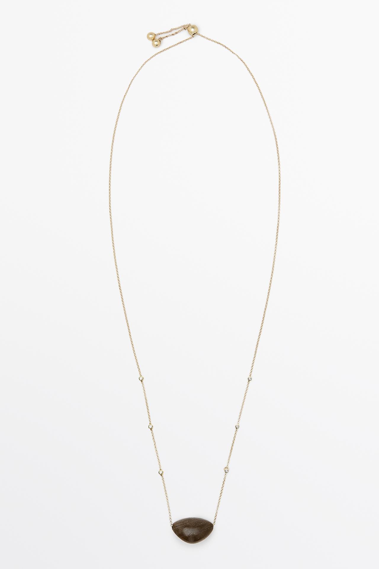 Long necklace with irregular gem chain — GOLDEN
