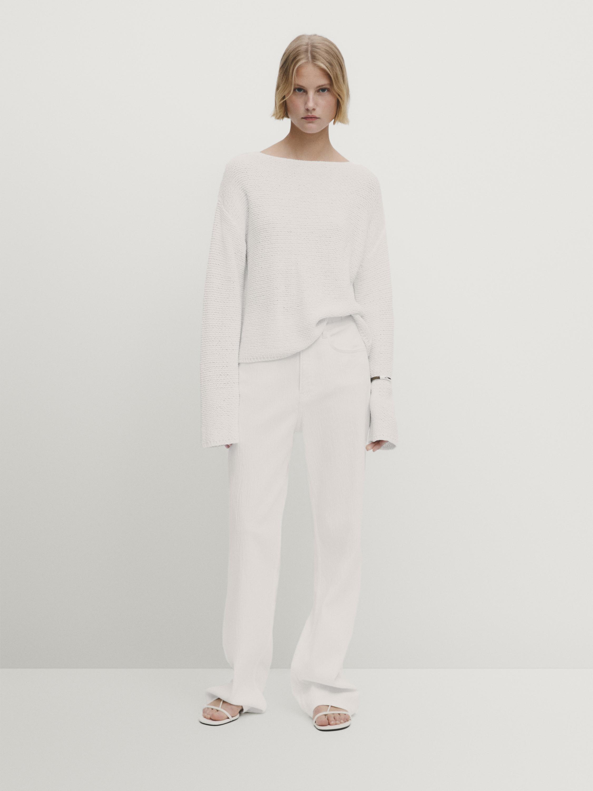 Massimo dutti white sweater hotsell