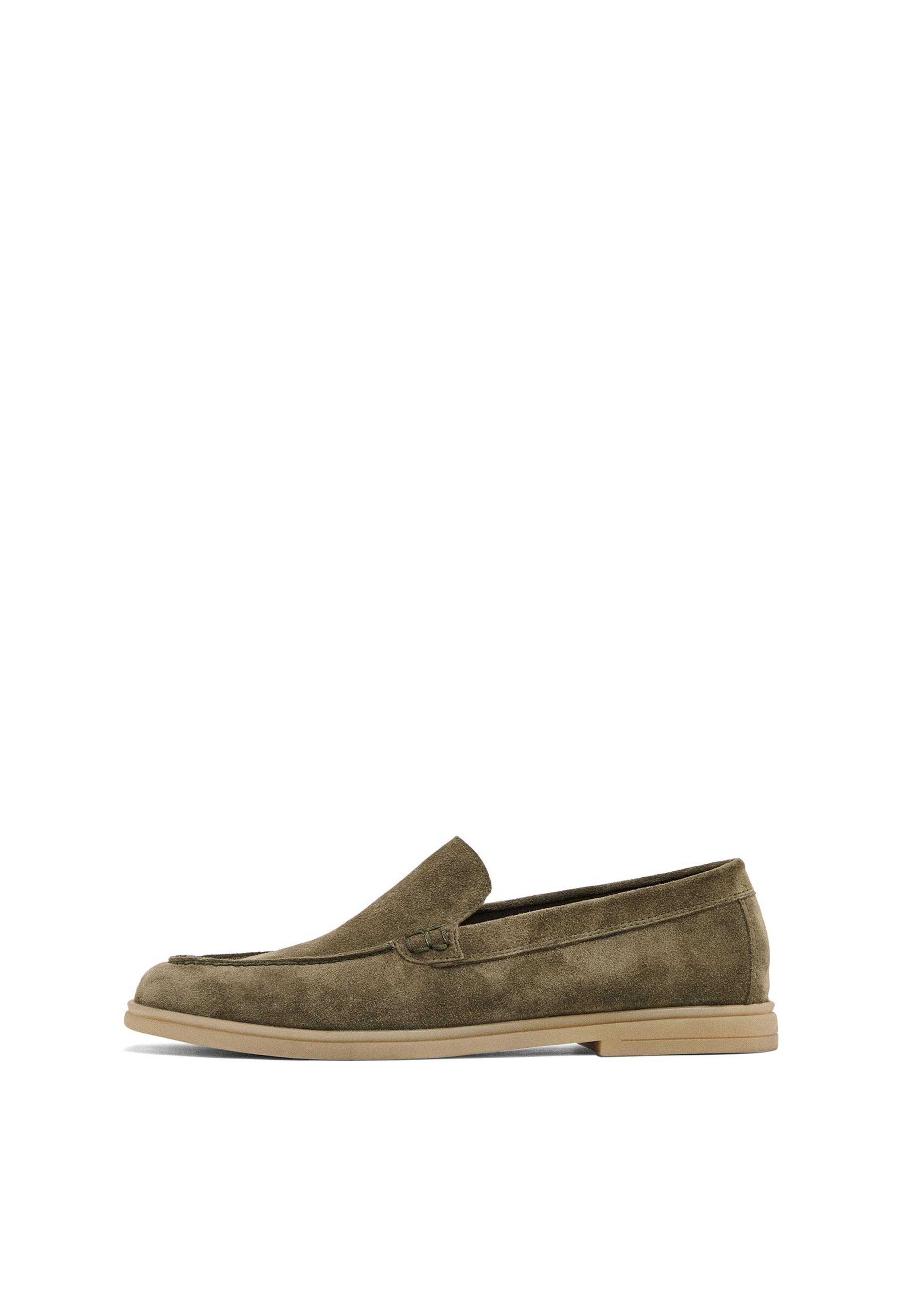 Split leather loafers — KHAKI