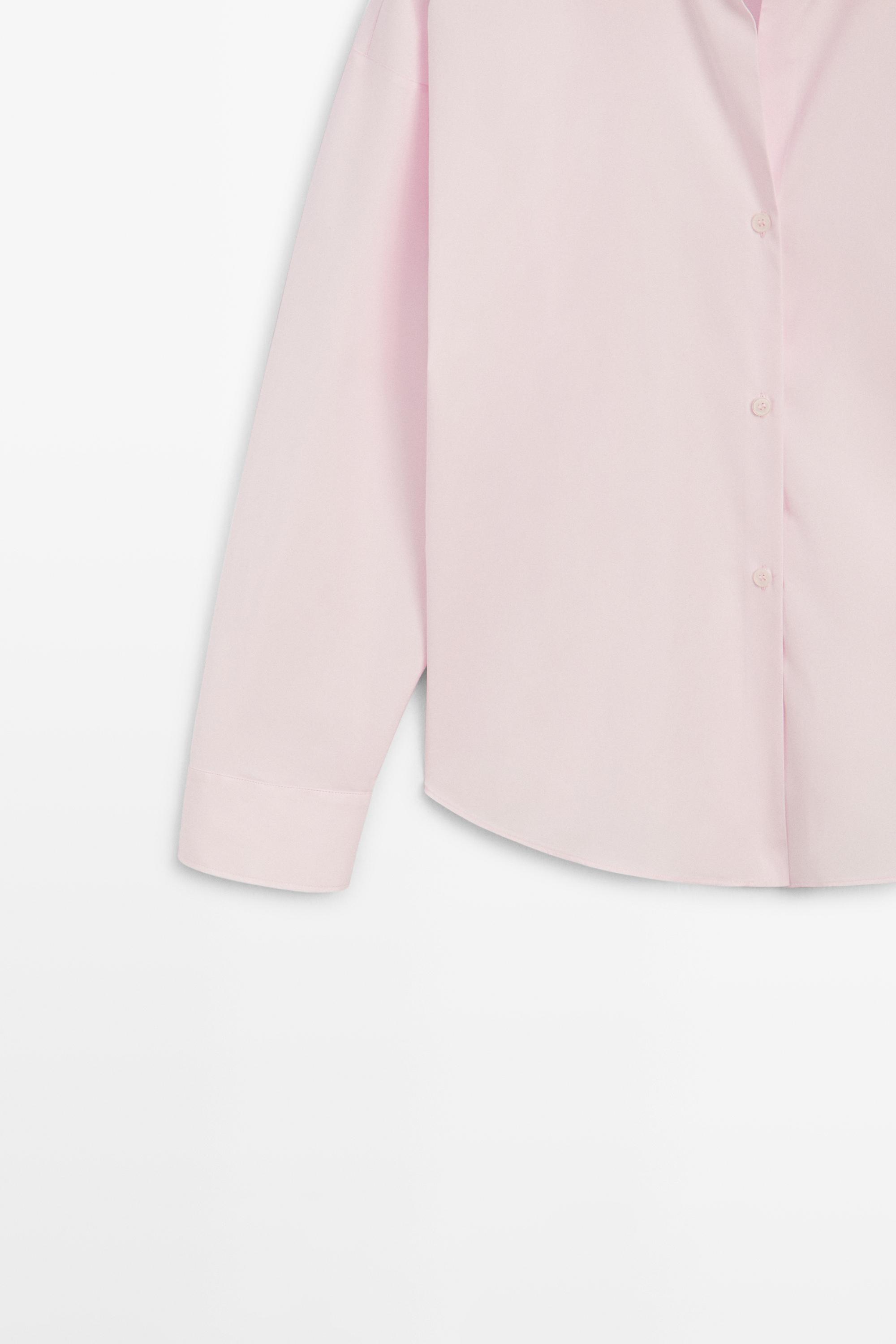 Cotton poplin shirt with dart detail — PINK
