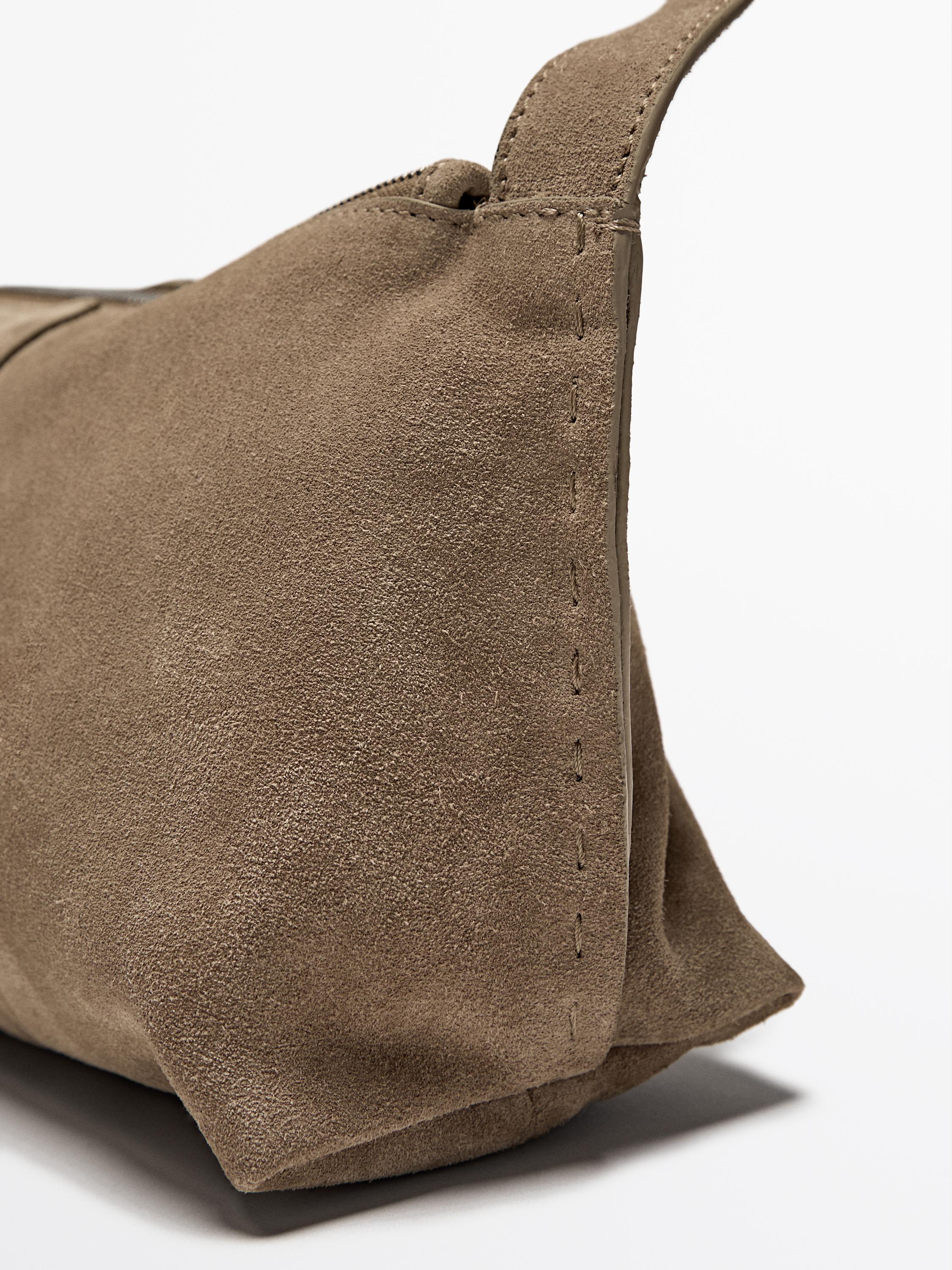 Small suede leather shoulder bag