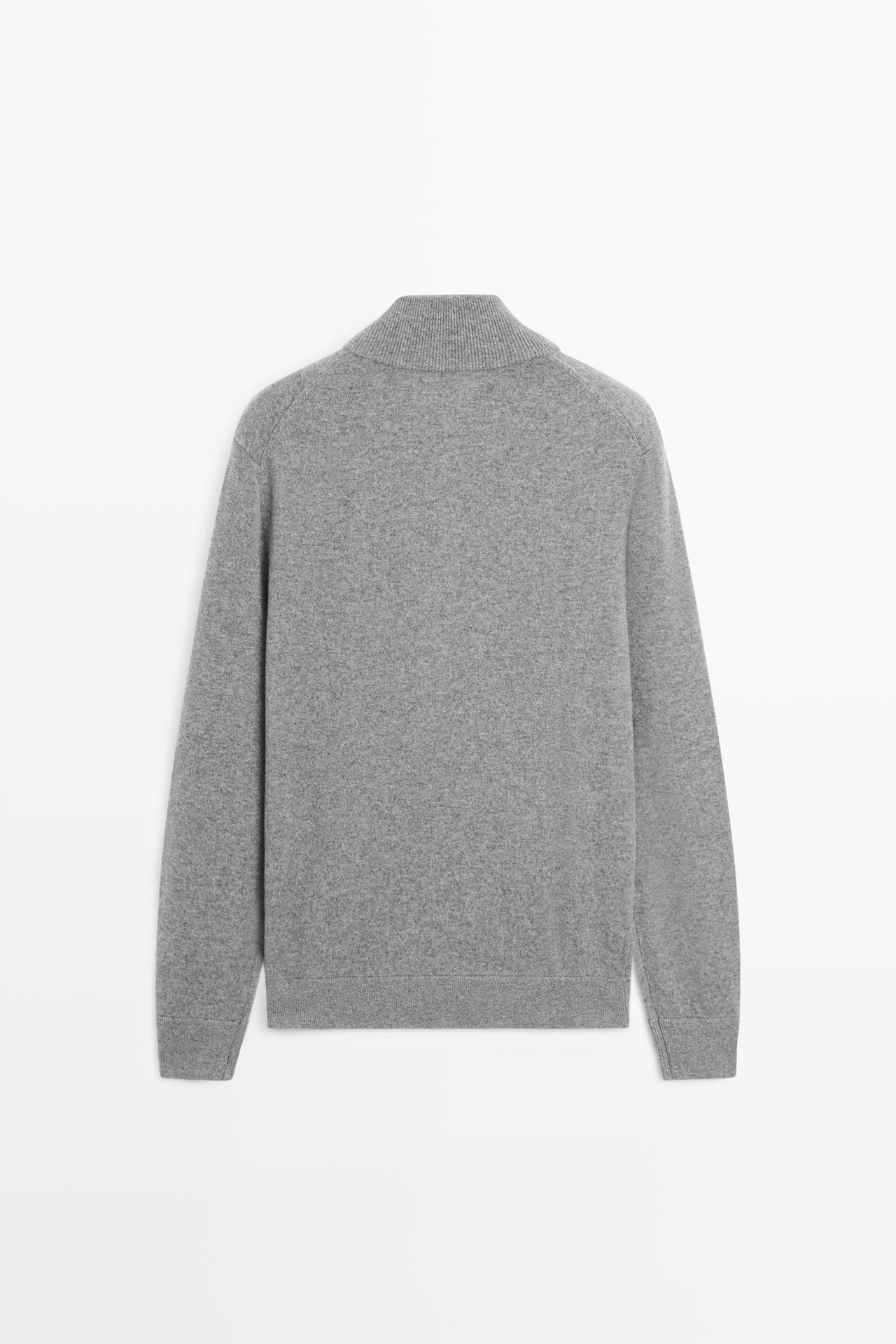 100% cashmere zip-up knit cardigan — ANTHRACITE GREY