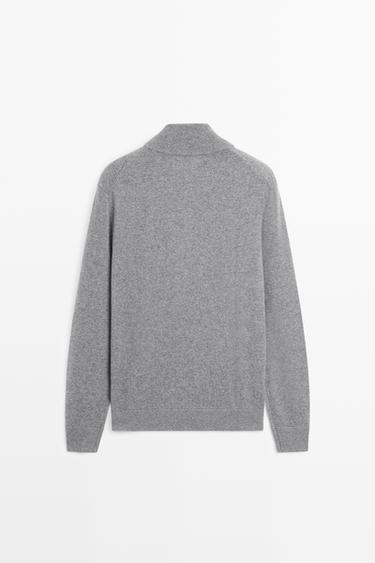 100% cashmere zip-up knit cardigan — ANTHRACITE GREY 6