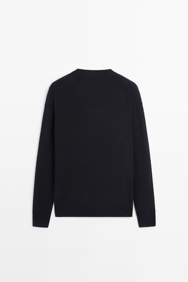 Round neck knit sweater — NAVY BLUE 6