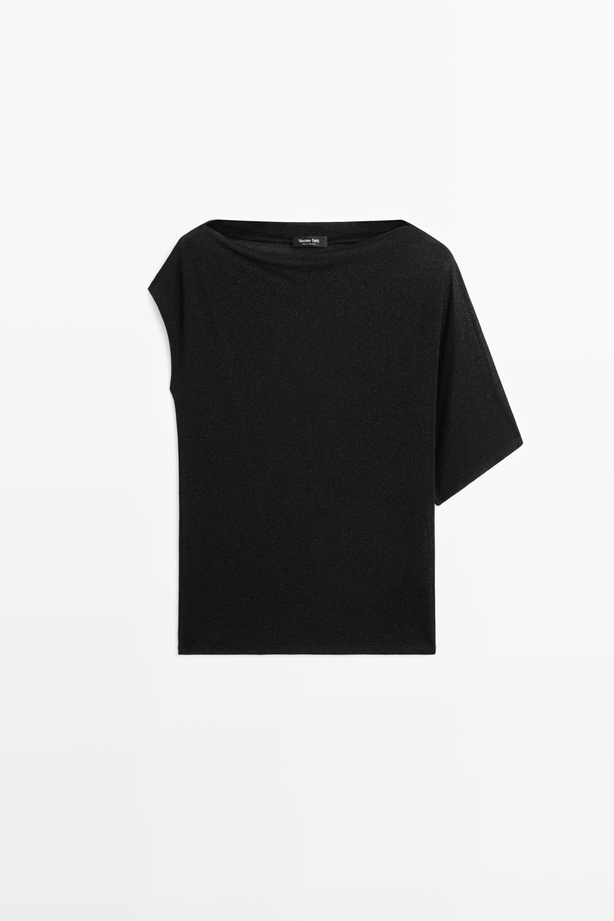 Lightweight asymmetric metallic-effect T-shirt