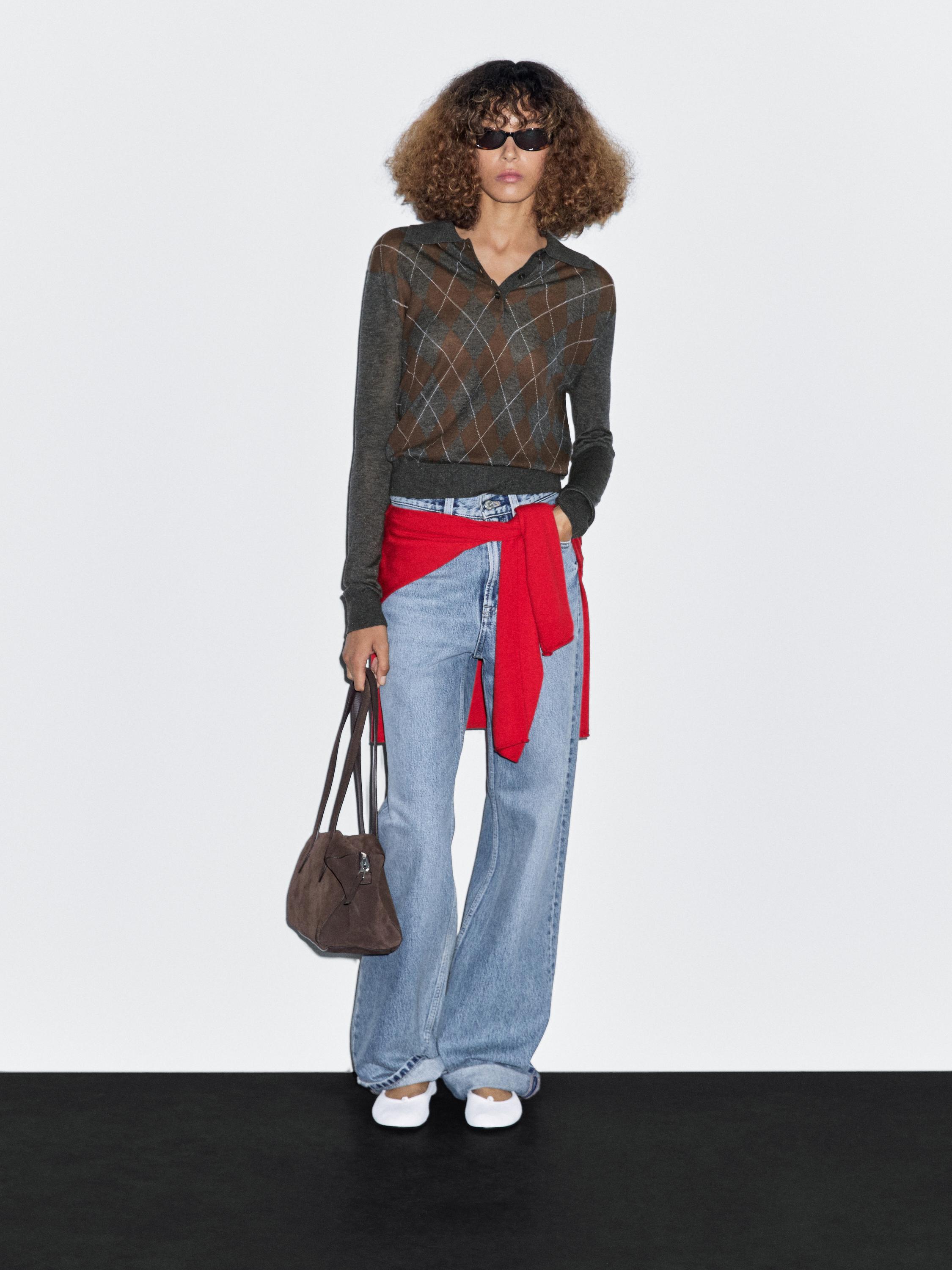 Polo sweater with diamond detail