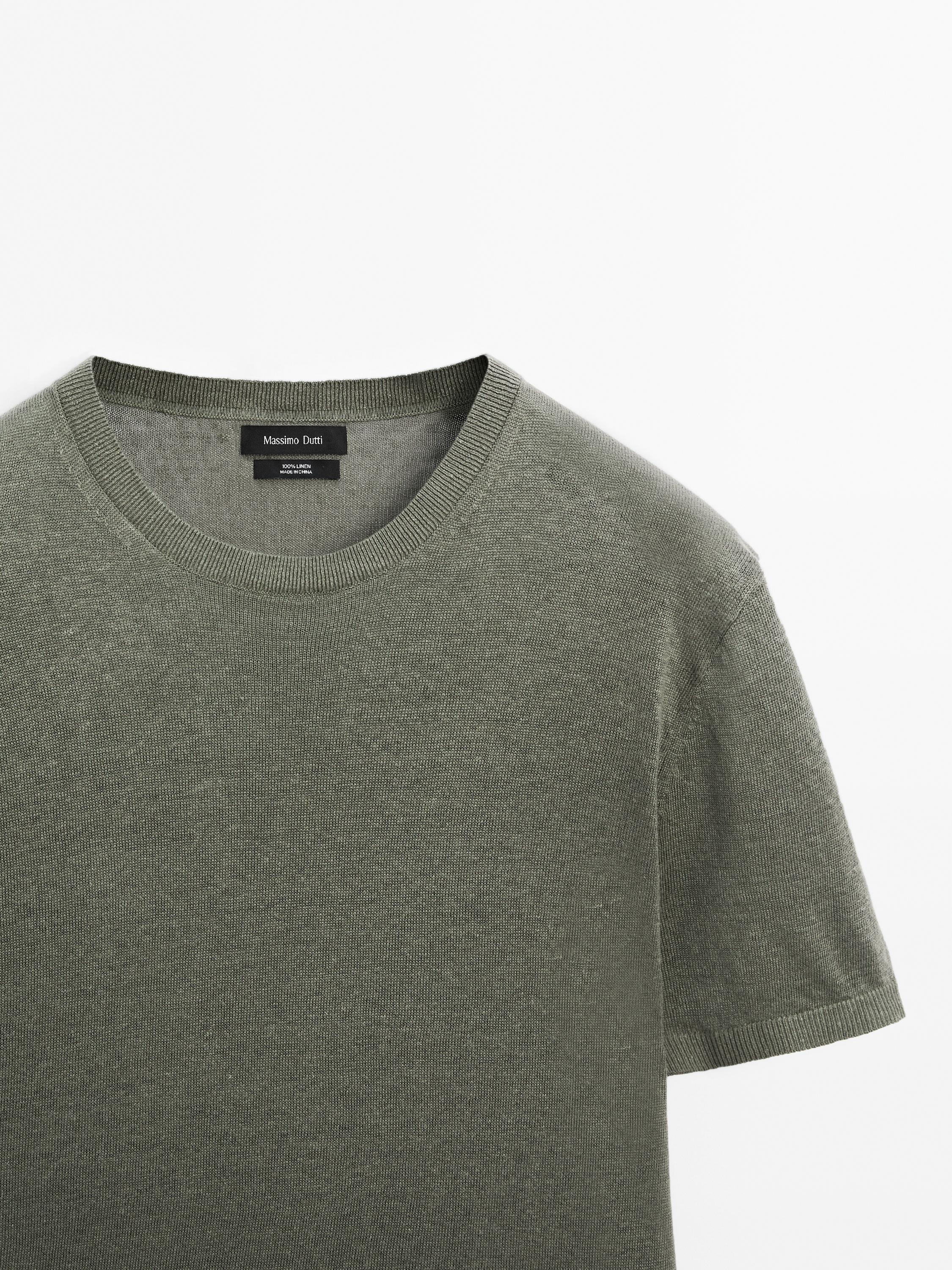 100% linen short sleeve knit T-shirt