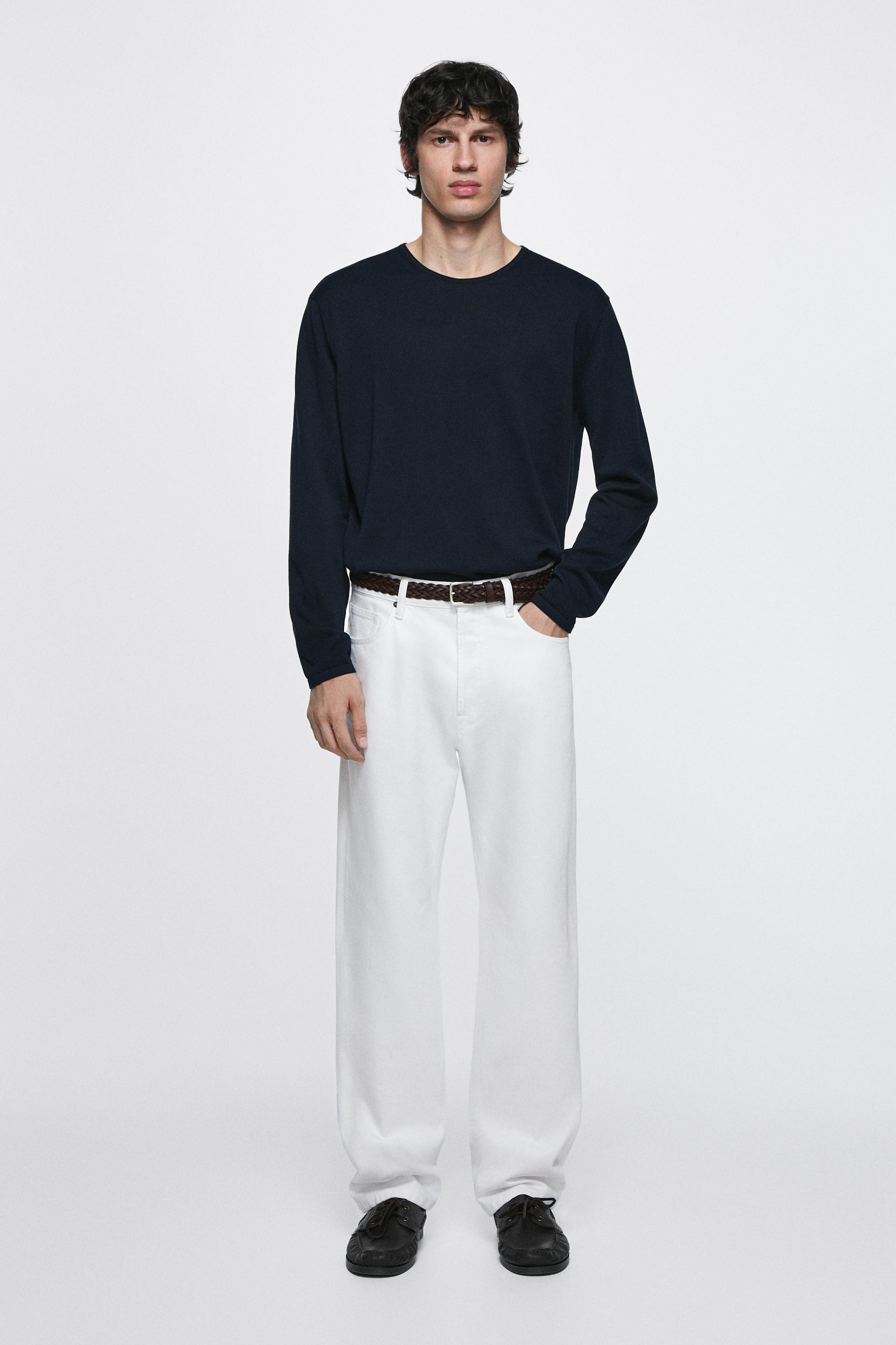 Straight-leg denim-effect pants — WHITE