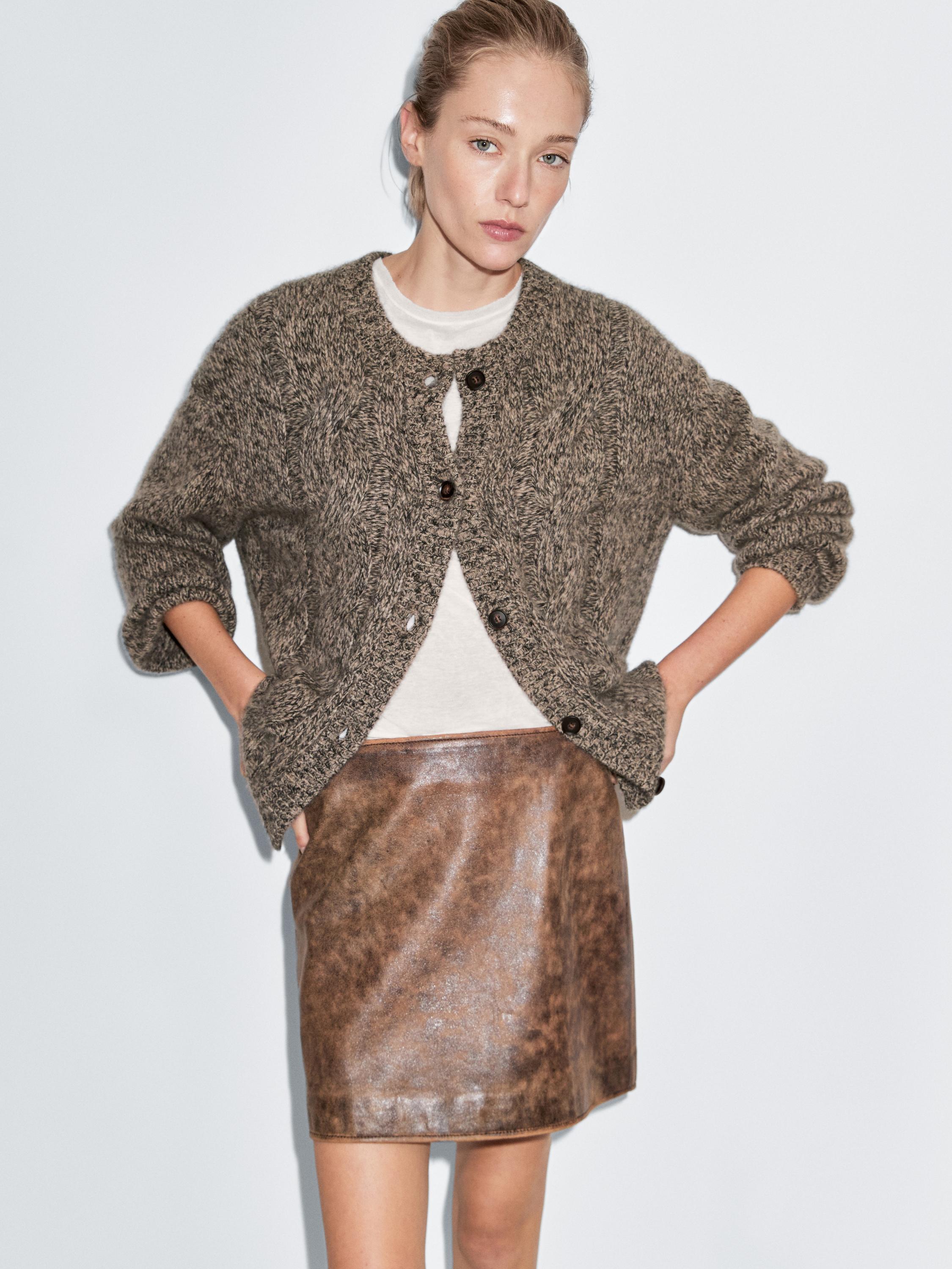 Nappa leather mini skirt