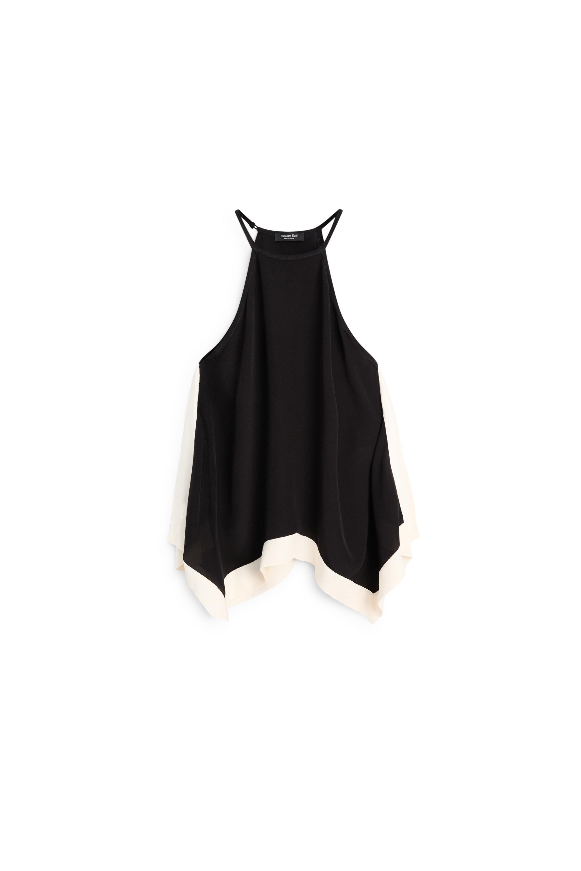 Long contrast halter top — BLACK
