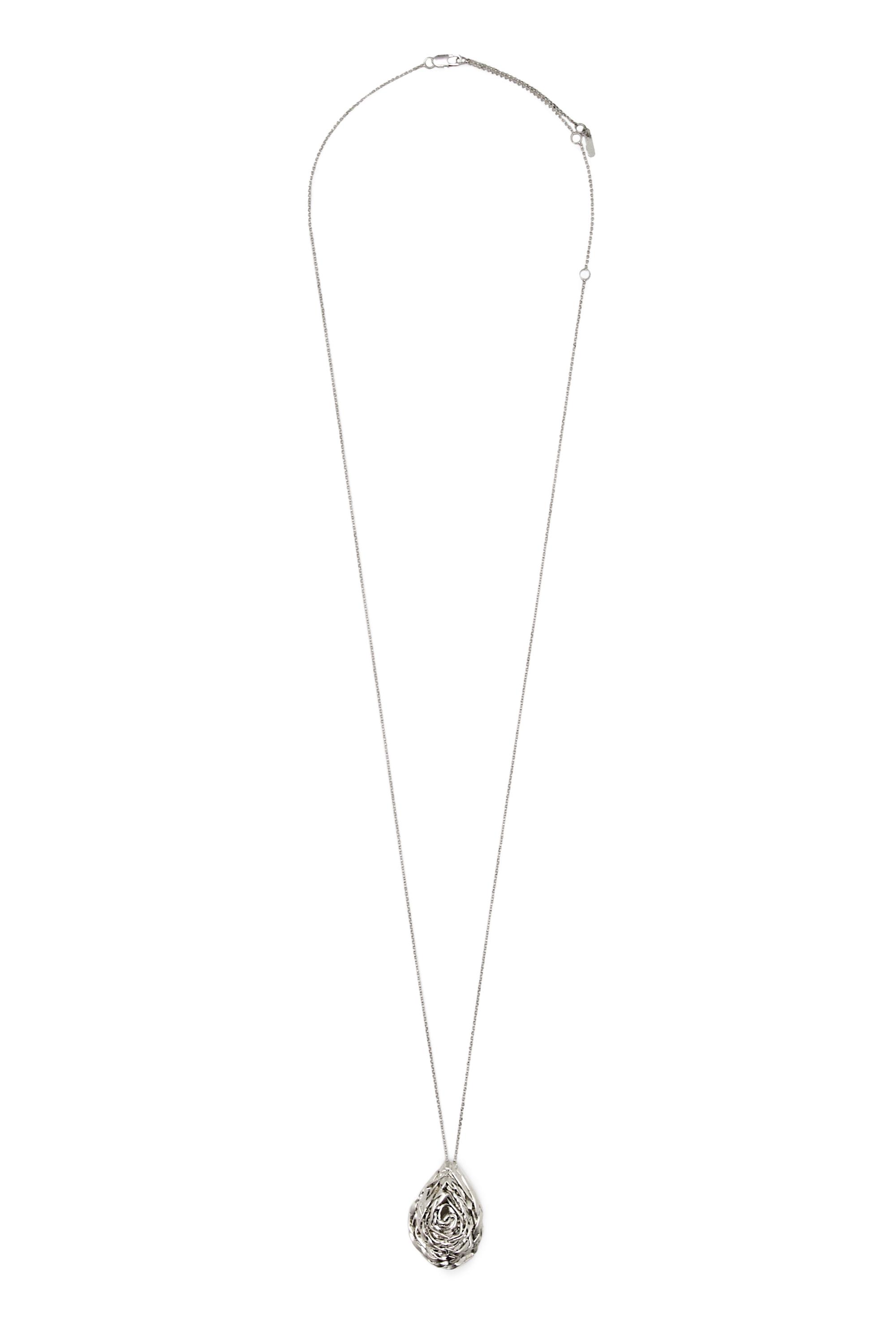 Necklace with textured pear basket piece - LIMITED EDITION — SILVER