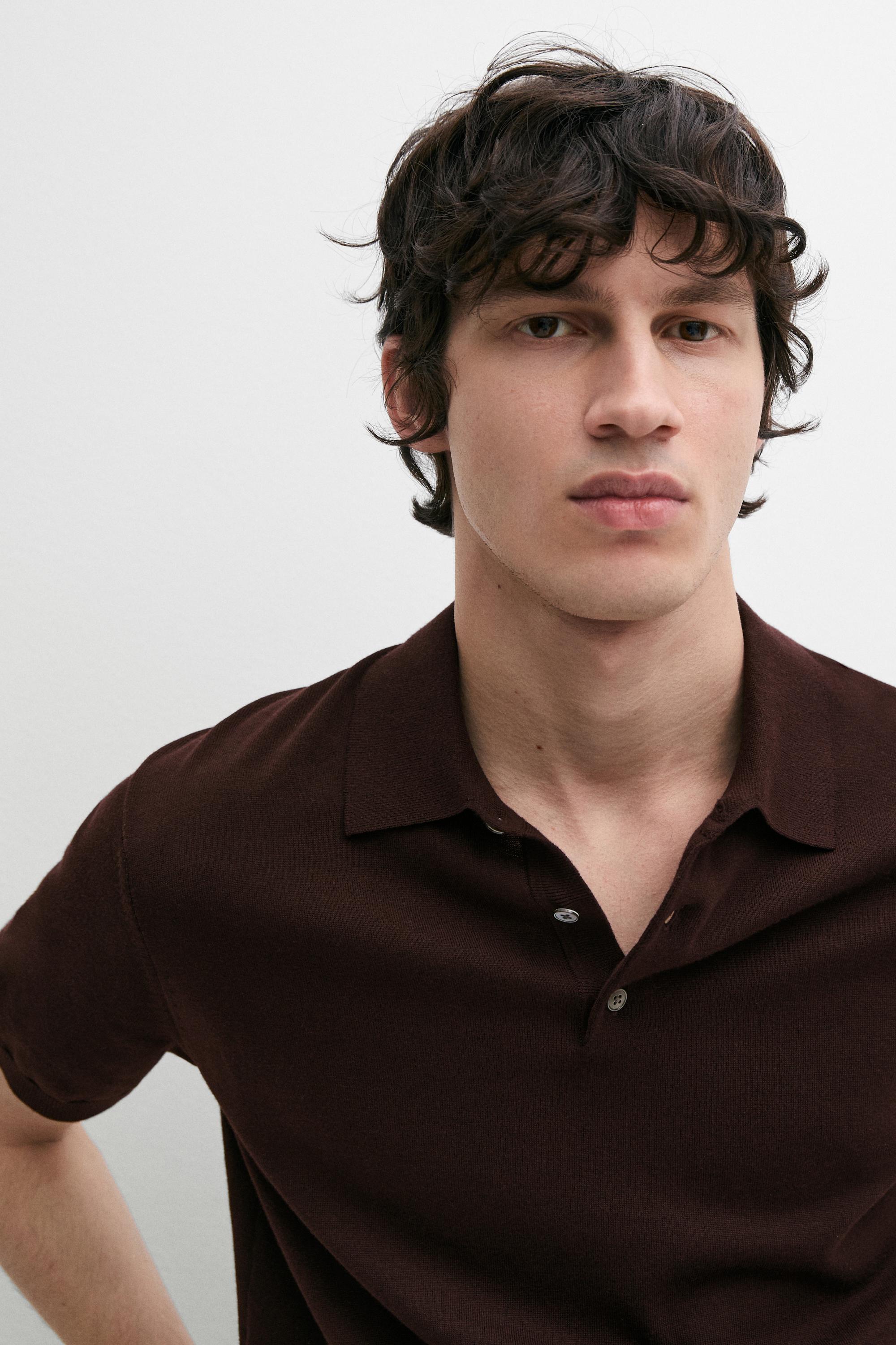 100% cotton knit polo shirt — BURGUNDY