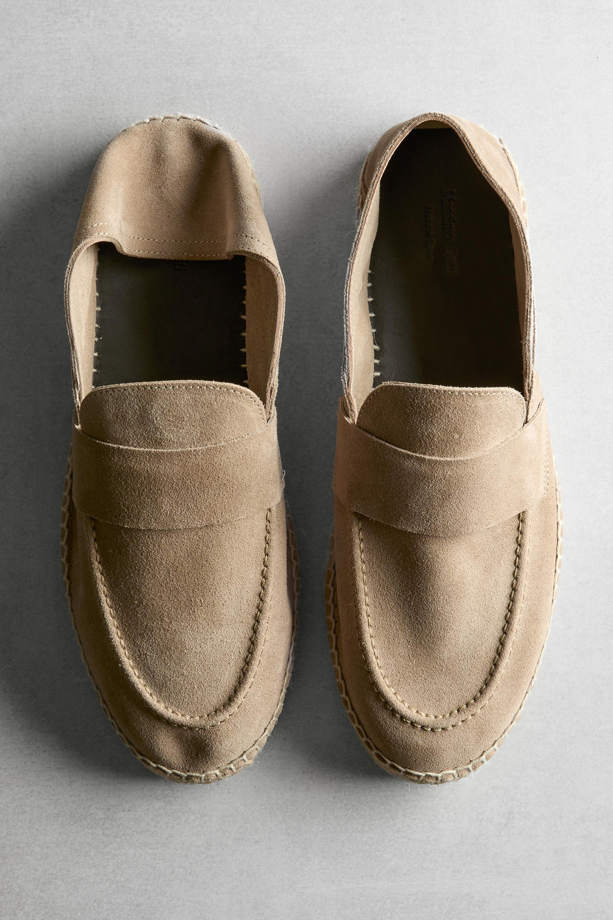 Split suede leather espadrille with piece — SAND